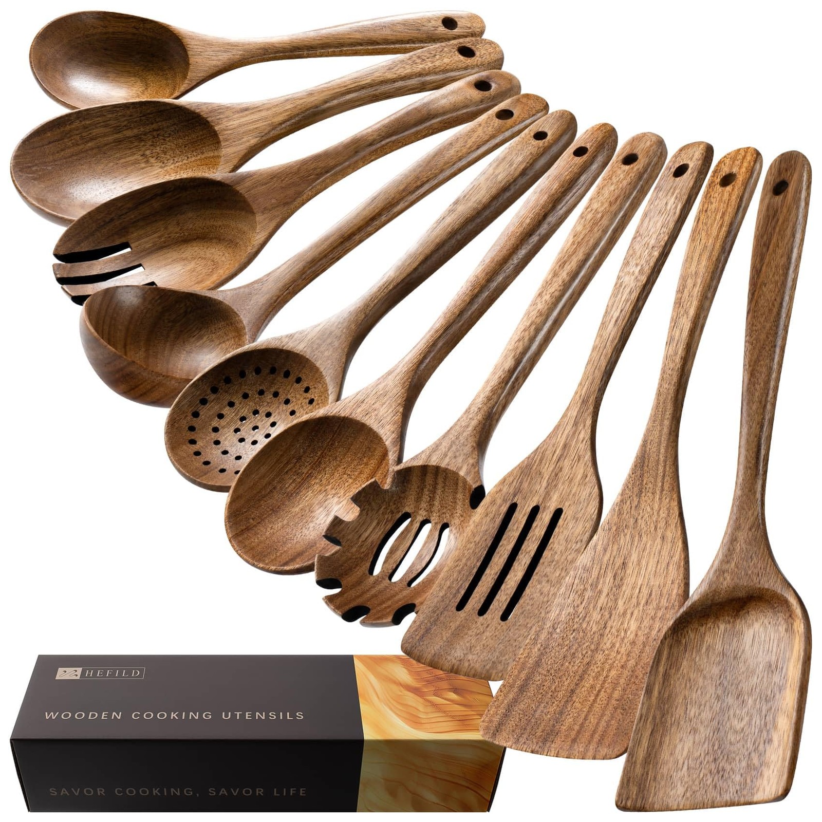 Hefild Wooden Spoons for Cooking, 10.5-13.5\ Hefild Wooden Spoons for Cooking, 10.5-13.5\