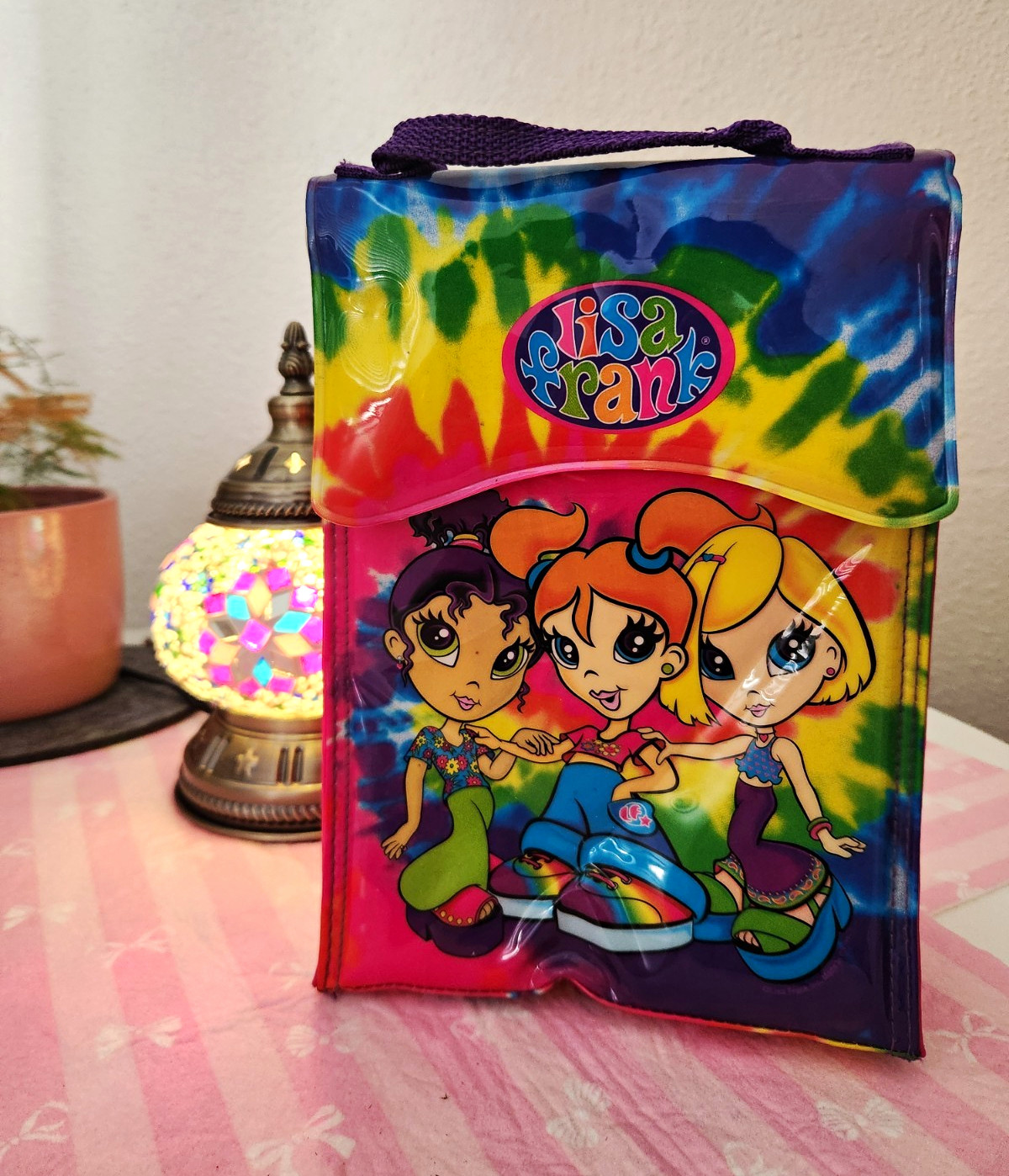 Lisa Frank Tie-Dye Insulated Lunch Bag Cooler Tote w/ Handle and velcroflap Lisa Frank Tie-Dye Insulated Lunch Bag Cooler Tote w/ Handle and velcroflap