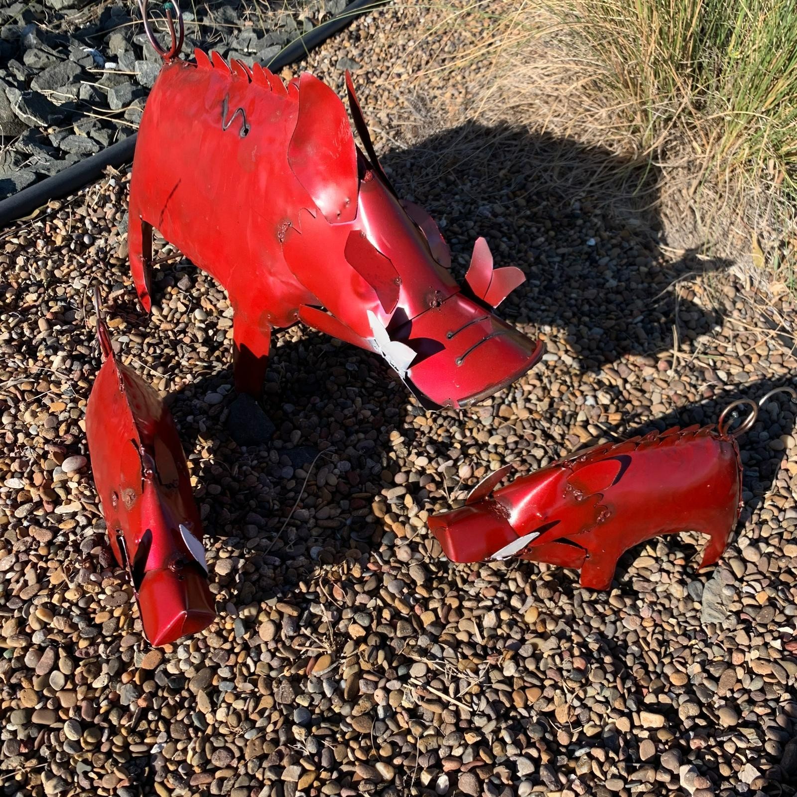 Rustic Red Metal Javelina Garden Statue – Large & Small Sizes