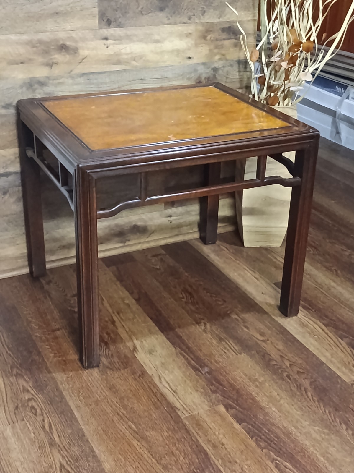 Vintage Drexel Tai Ming Burl Wood Side End Table Asian Modern Chinoiserie Ming