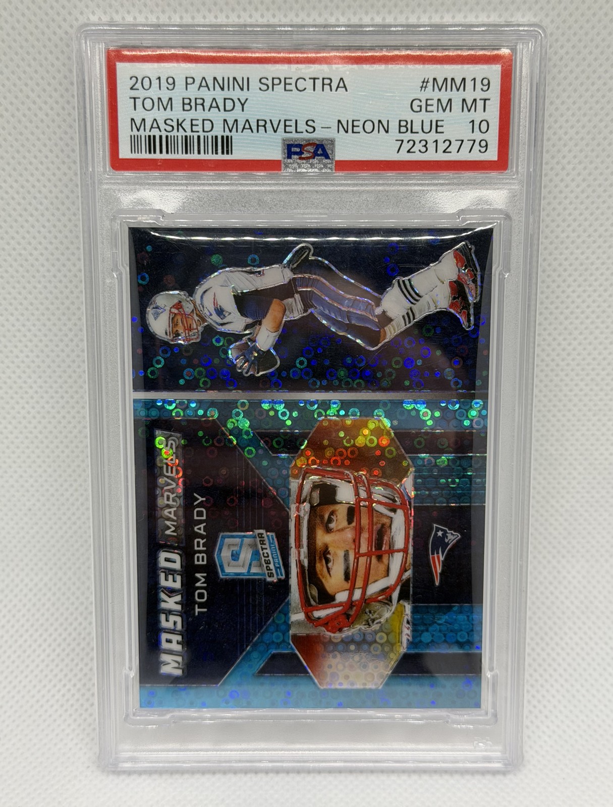 2019 Spectra - Masked Marvels Tom Brady #MM-19 Neon Blue Prizm /50 - EBAY 1 of 1 2019 Spectra - Masked Marvels Tom Brady #MM-19 Neon Blue Prizm /50 - EBAY 1 of 1