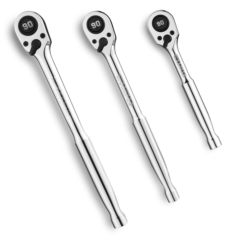 WORKPRO 3PCS Ratchet Set 90-Tooth 1/4 WORKPRO 3PCS Ratchet Set 90-Tooth 1/4