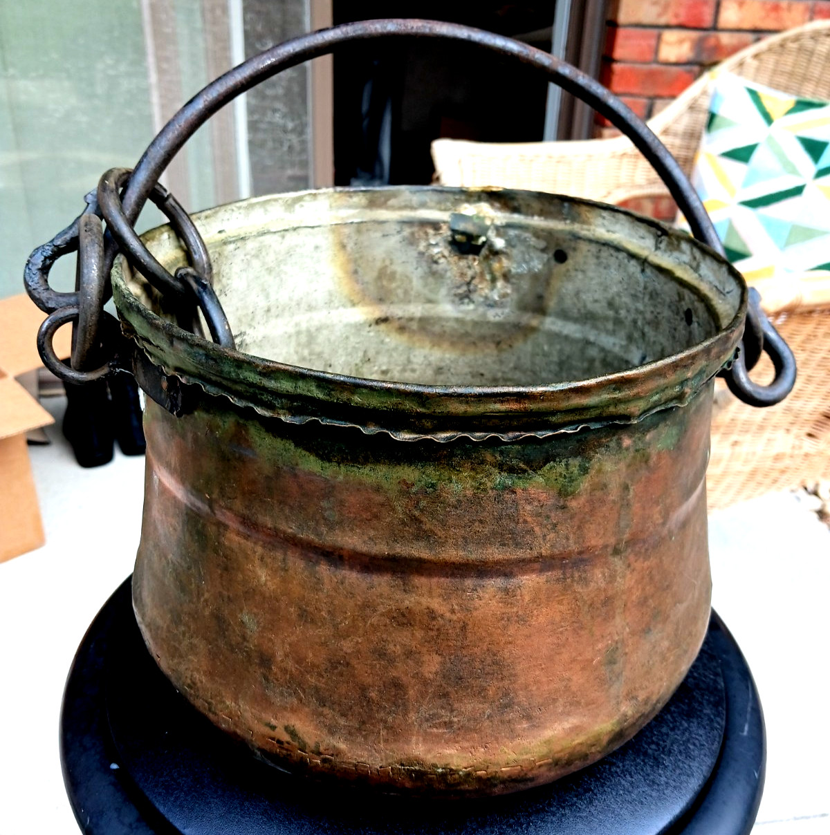 Antique Large Copper Farm Kettle Cauldron Old Dovetails early 1800\'s Repairs Antique Large Copper Farm Kettle Cauldron Old Dovetails early 1800\'s Repairs