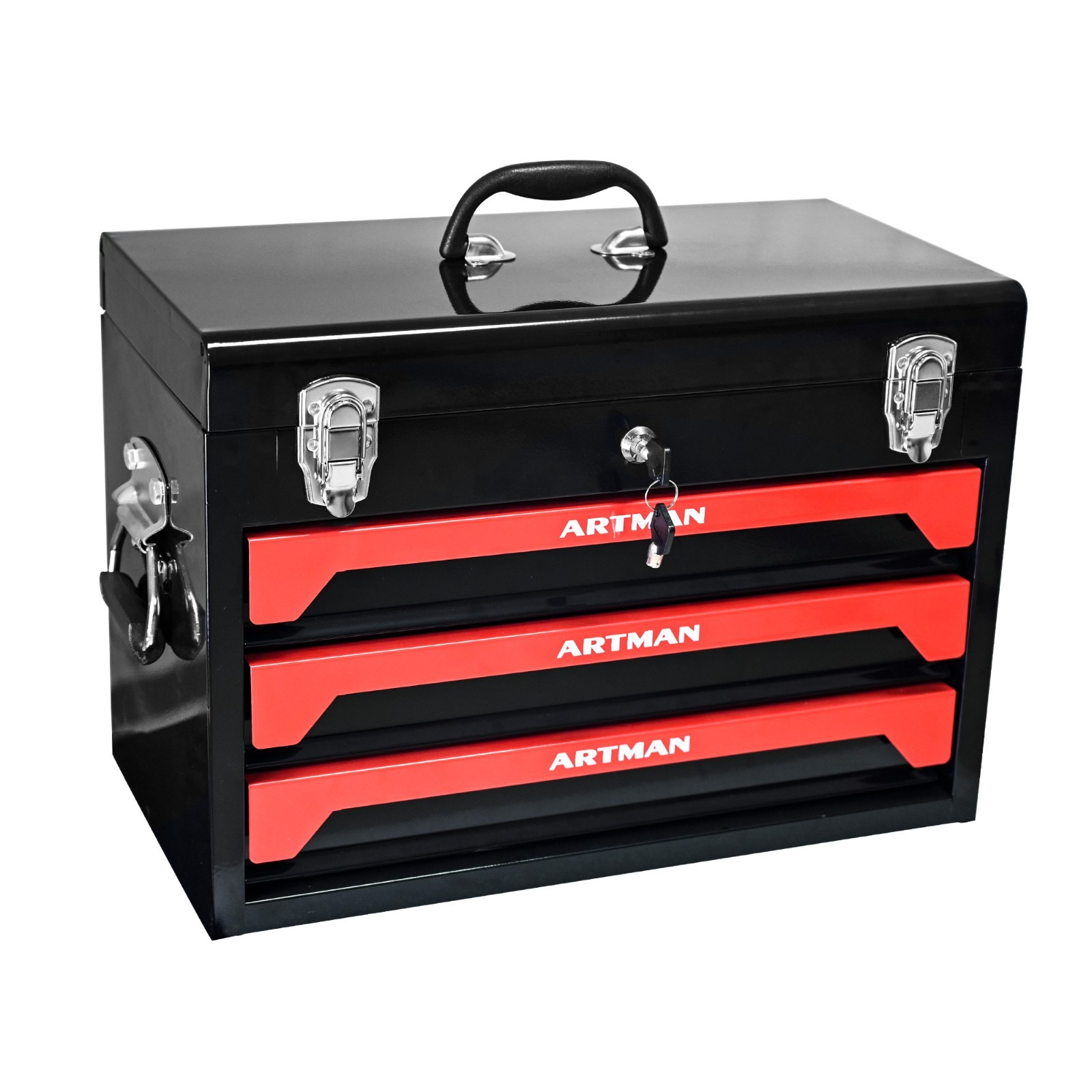 20 inch portable three drawer steel toolbox with metal lock closure device 20 inch portable three drawer steel toolbox with metal lock closure device