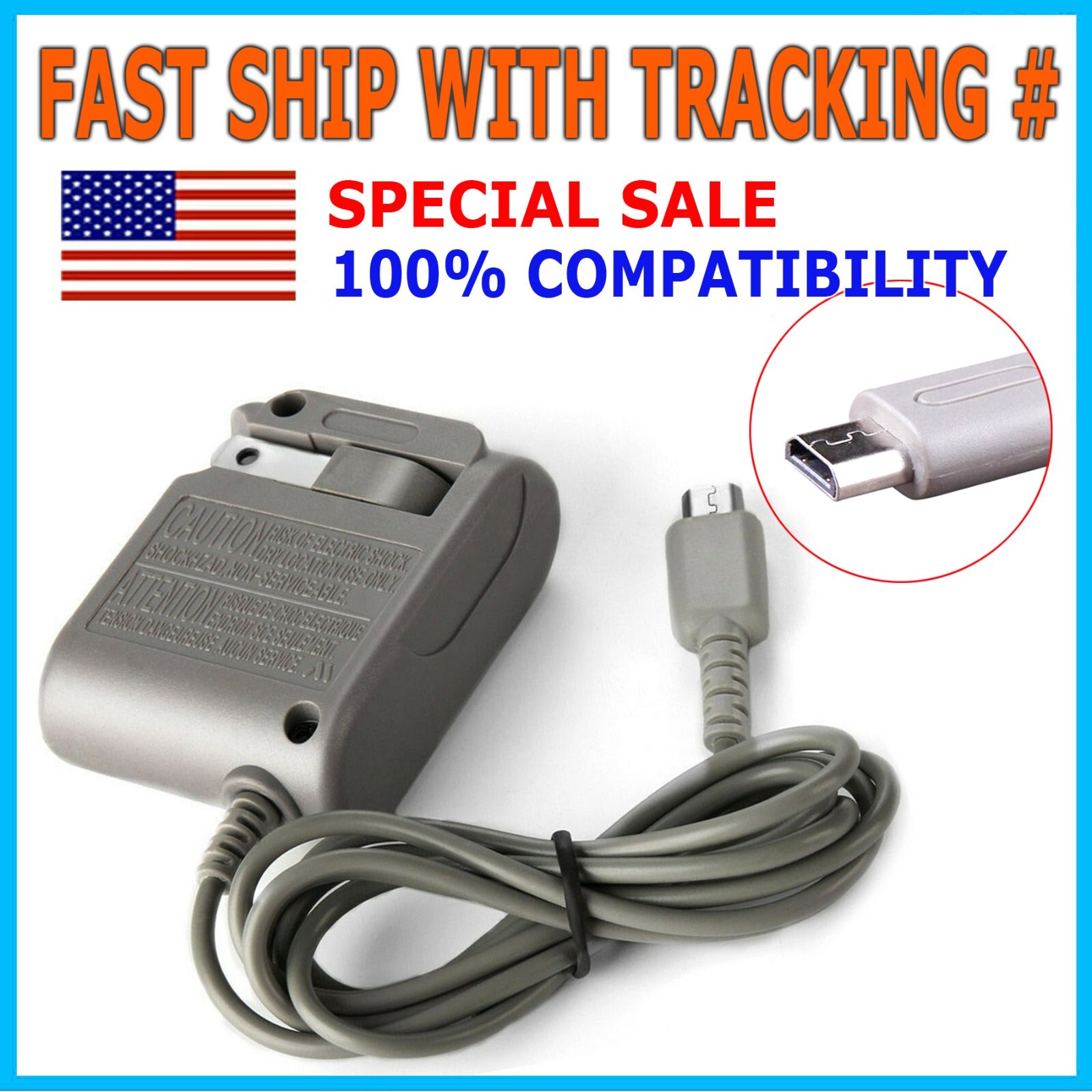 3DS Charger New AC Adapter Home Wall Charger Cable for Nintendo