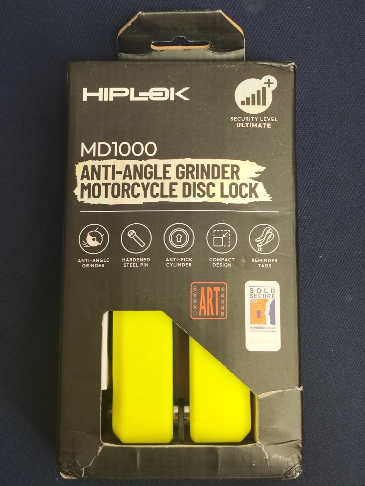 Hiplok Security Brake Disc Lock - MD1000 Anti-Grinder - Neon Yellow