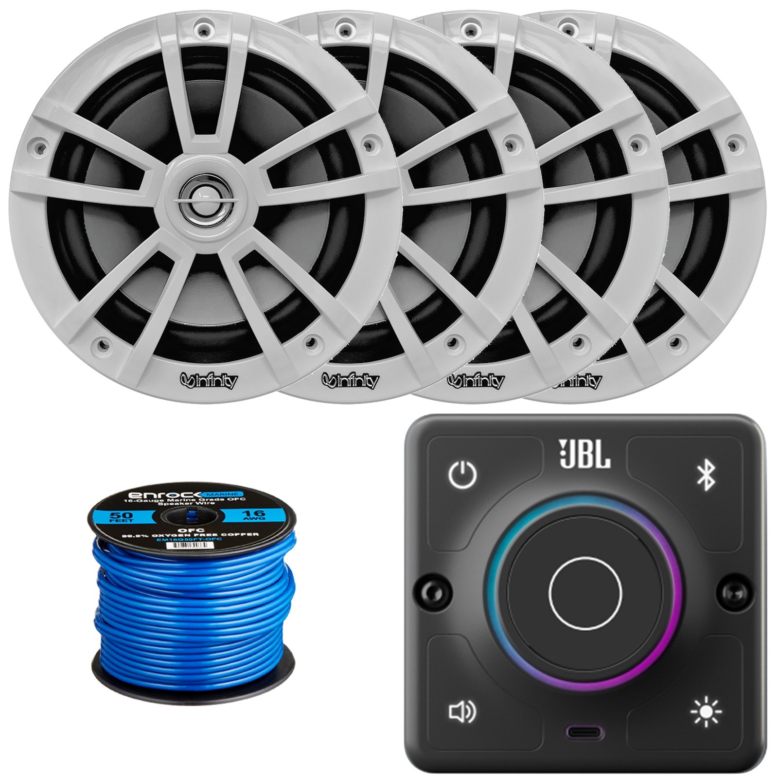 JBL AURA-BT-M Marine Deck Bluetooth Receiver, 4x 6.5\