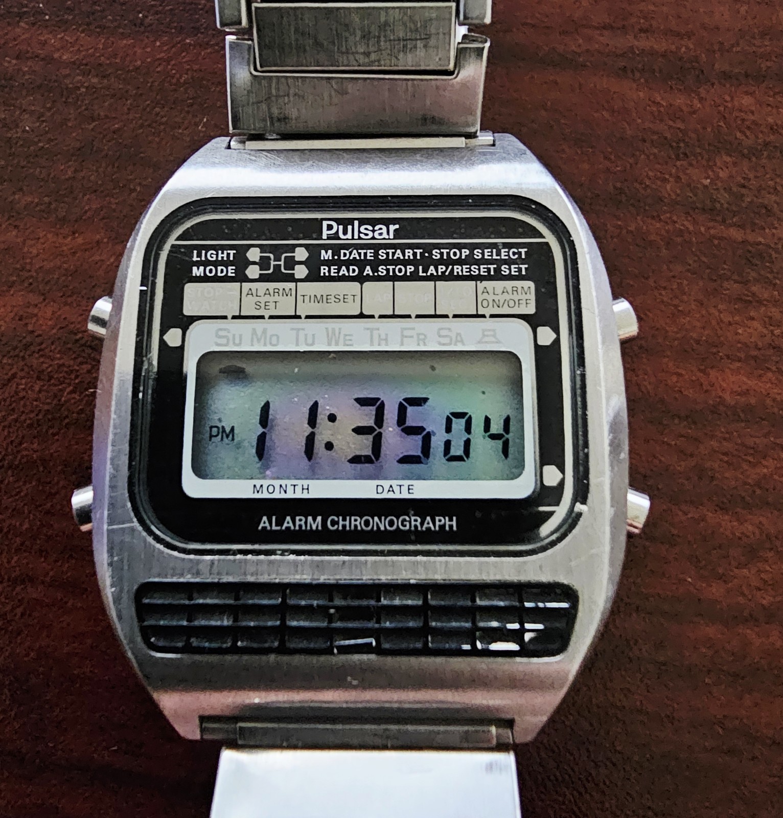 Vintage Pulsar Digital Y446-4080 Quartz Chronograph Wrist Watch 70's-80's
