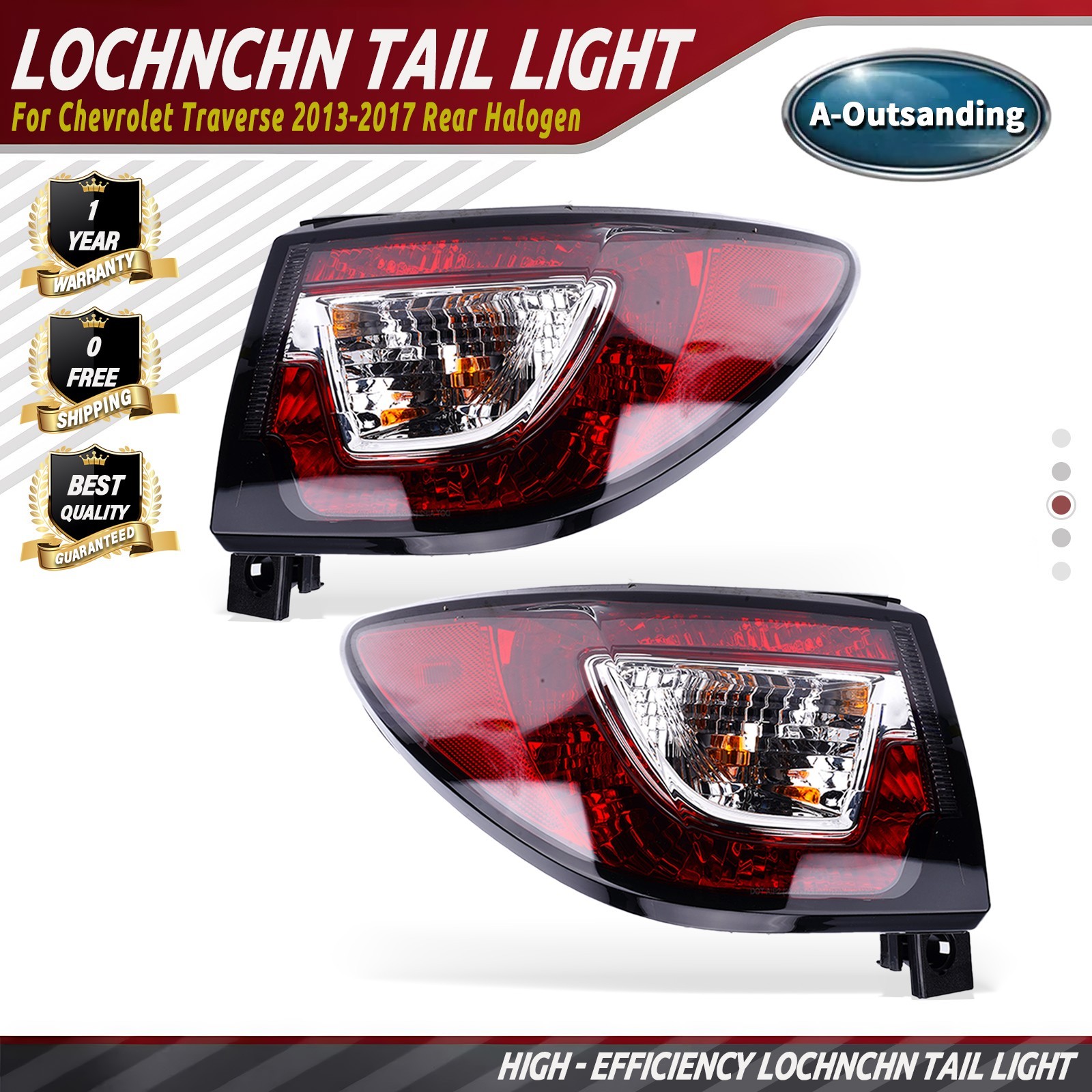 Red Tail Lights Lamps w/ Bulbs LH+RH For Chevy Traverse LS LT LTZ 2013 -2017 DOT
