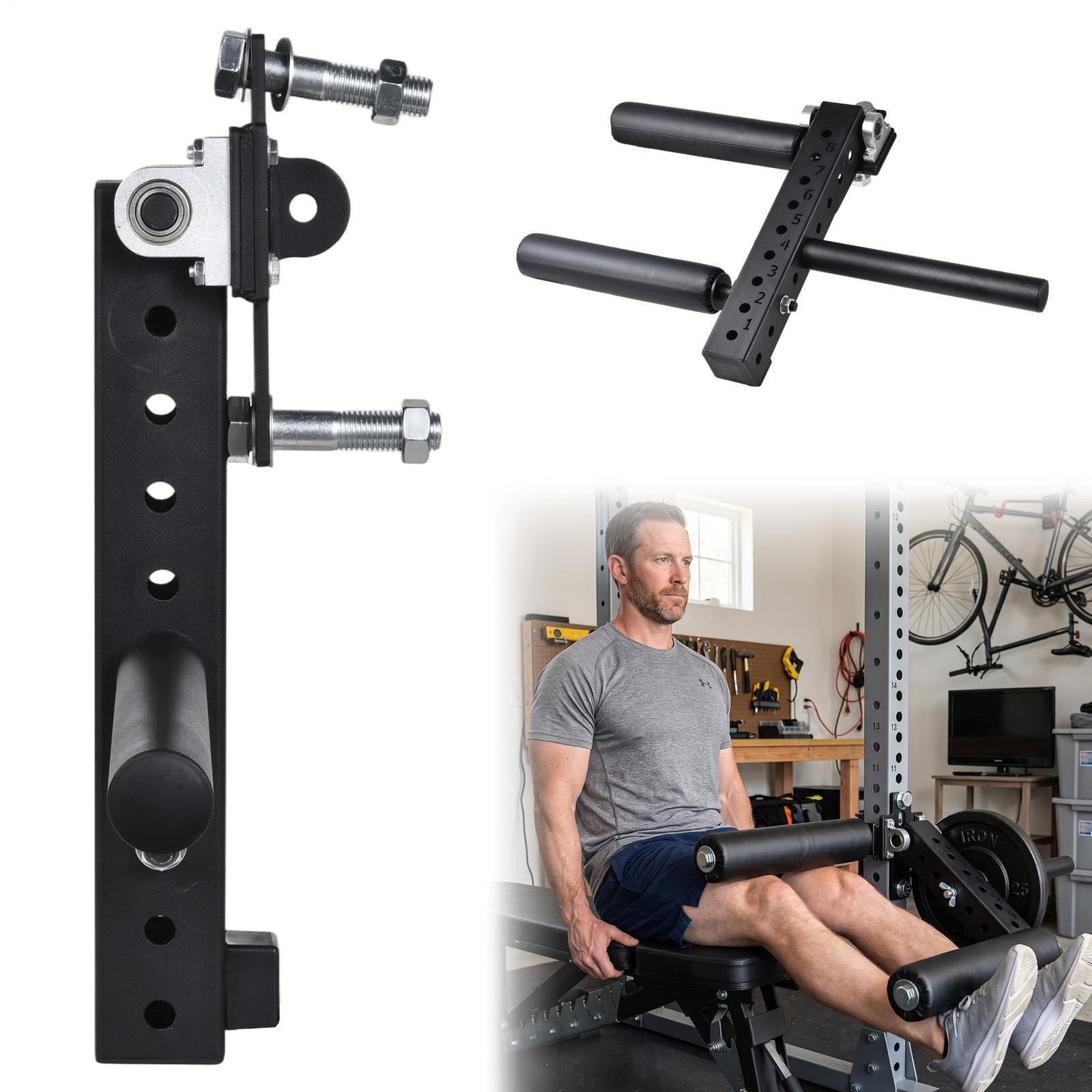 New Leg Extension Attachment Fitness Squat Rack Adjustable Curl Machine