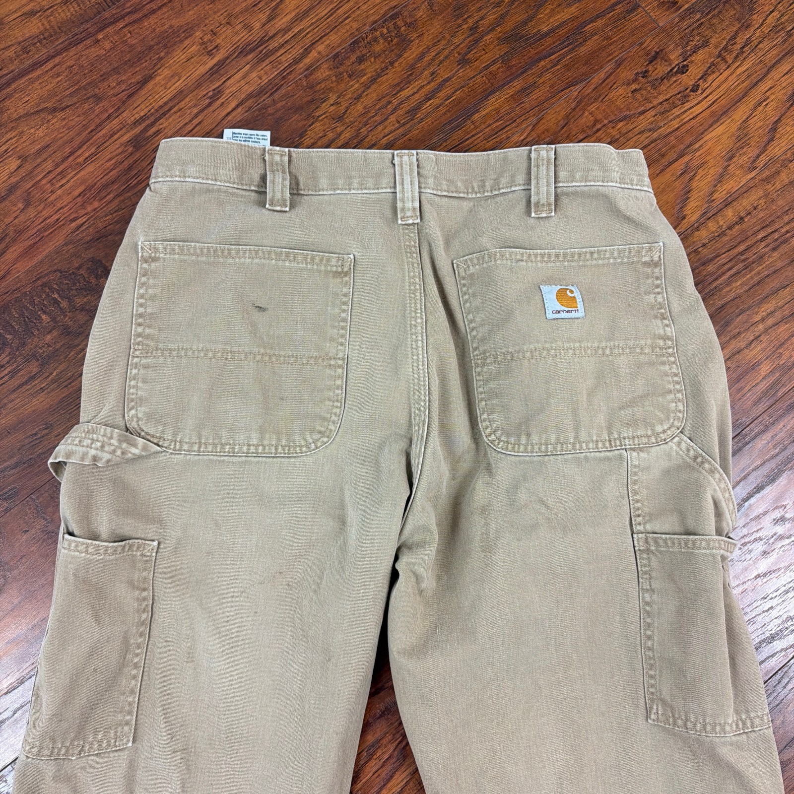 Carhartt Pants Mens 34 Beige Carpenter Relaxed Work Wear Twill Dungaree B324
