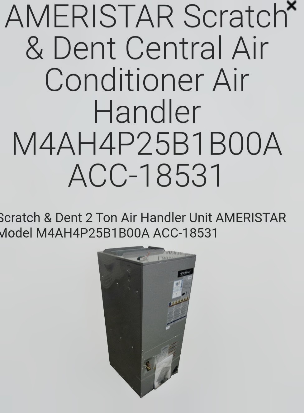 Ameristar AC 2 Ton 14 Seer Unit (Model: M4AH4P25B1B00AA)
