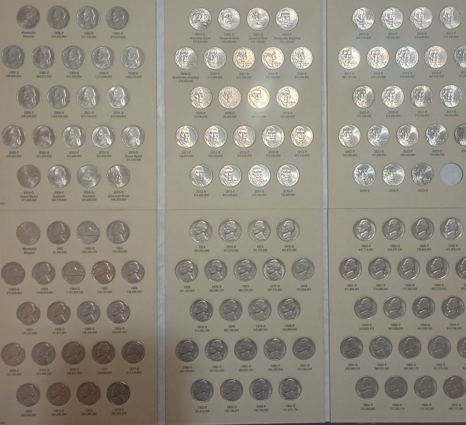 1962 - 2025 JEFFERSON NICKELS COMPLETE SET Circulated And Uncirculated Mix 1962 - 2025 JEFFERSON NICKELS COMPLETE SET Circulated And Uncirculated Mix