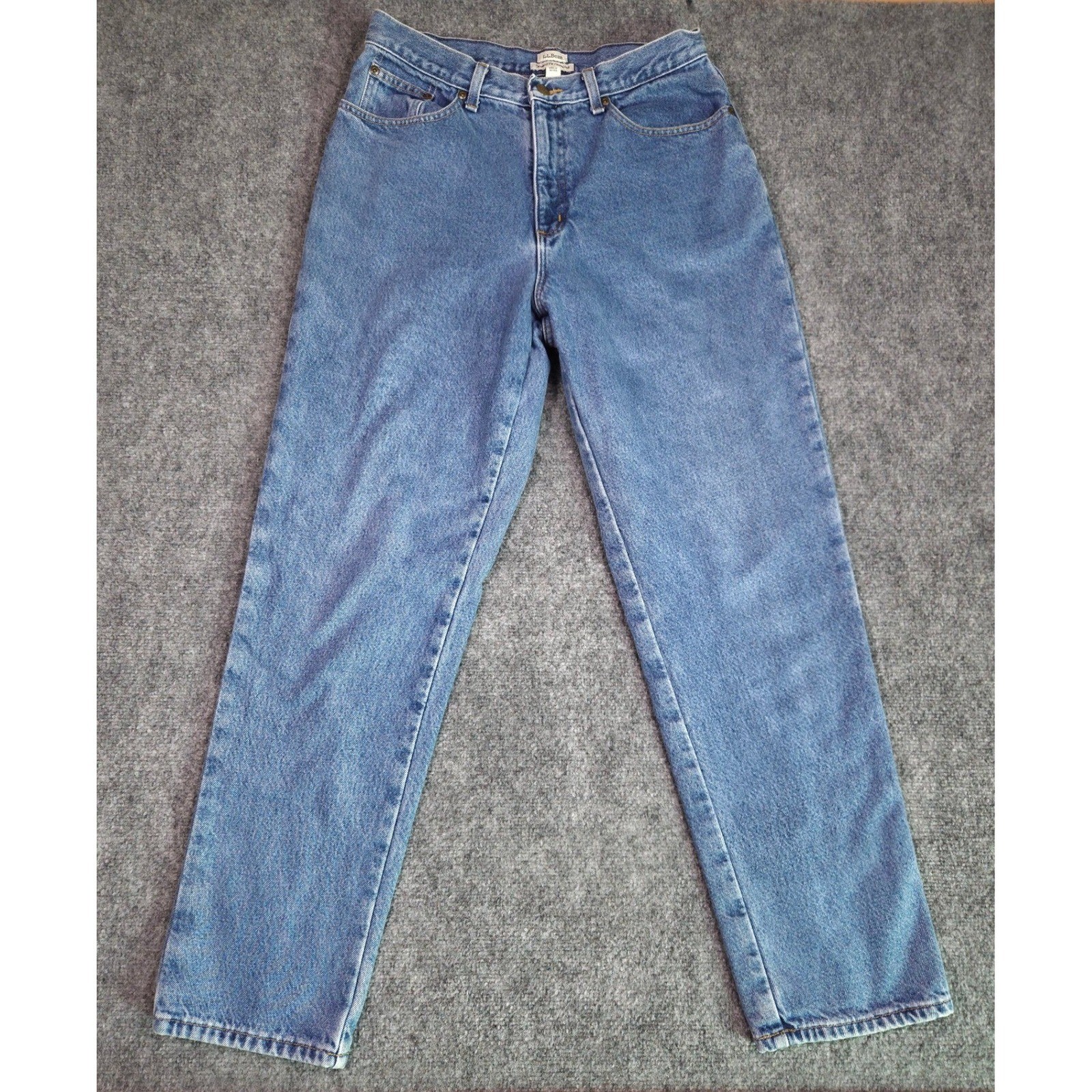 L.L. Bean Flannel Lined Jeans Womens 12 Medium Wash Blue Straight Leg Cotton