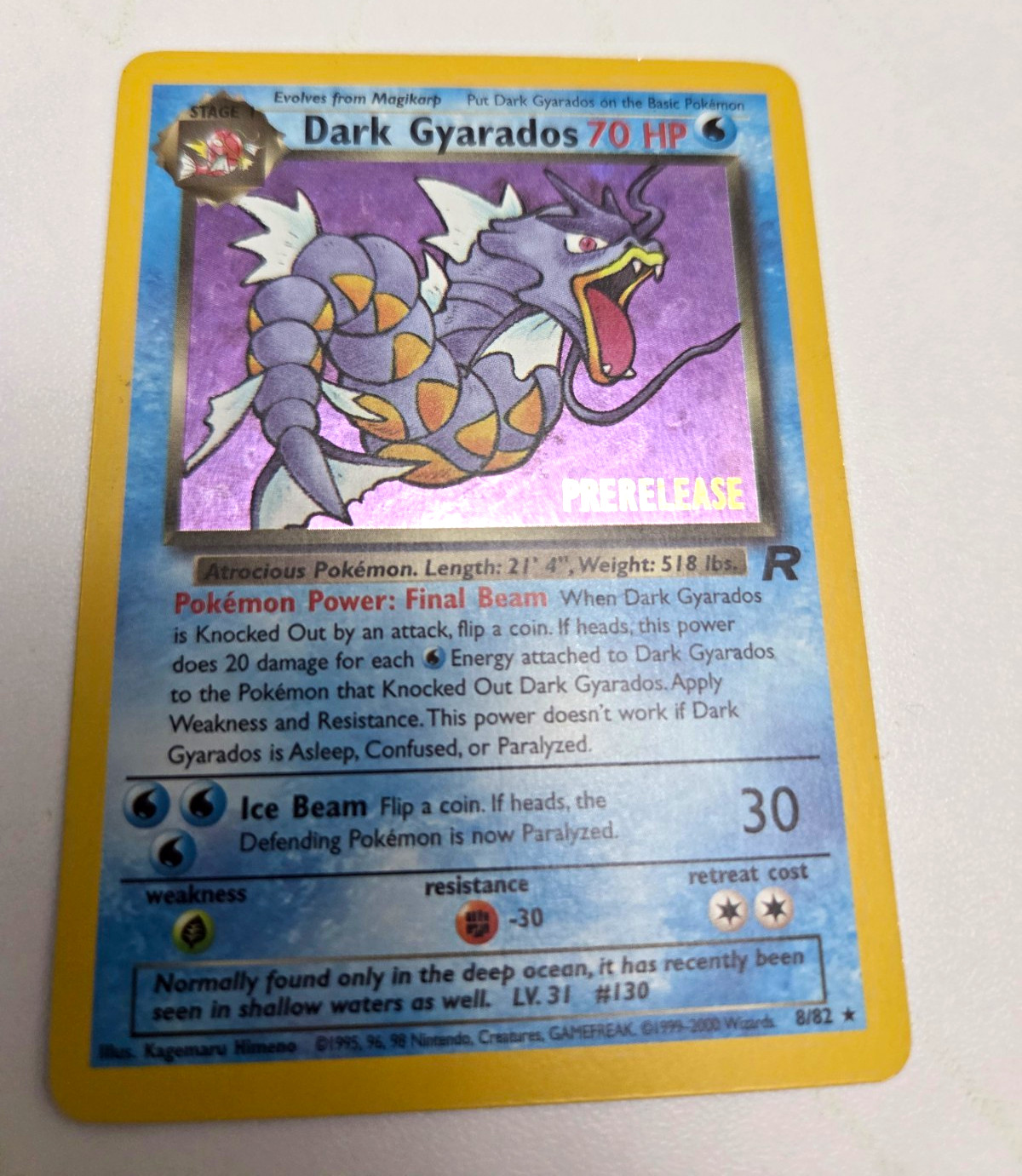 Pokemon TCG Dark Gyarados 08/82 Wotc Promo Prerelease Rocket Holo Vintage LP Pokemon TCG Dark Gyarados 08/82 Wotc Promo Prerelease Rocket Holo Vintage LP