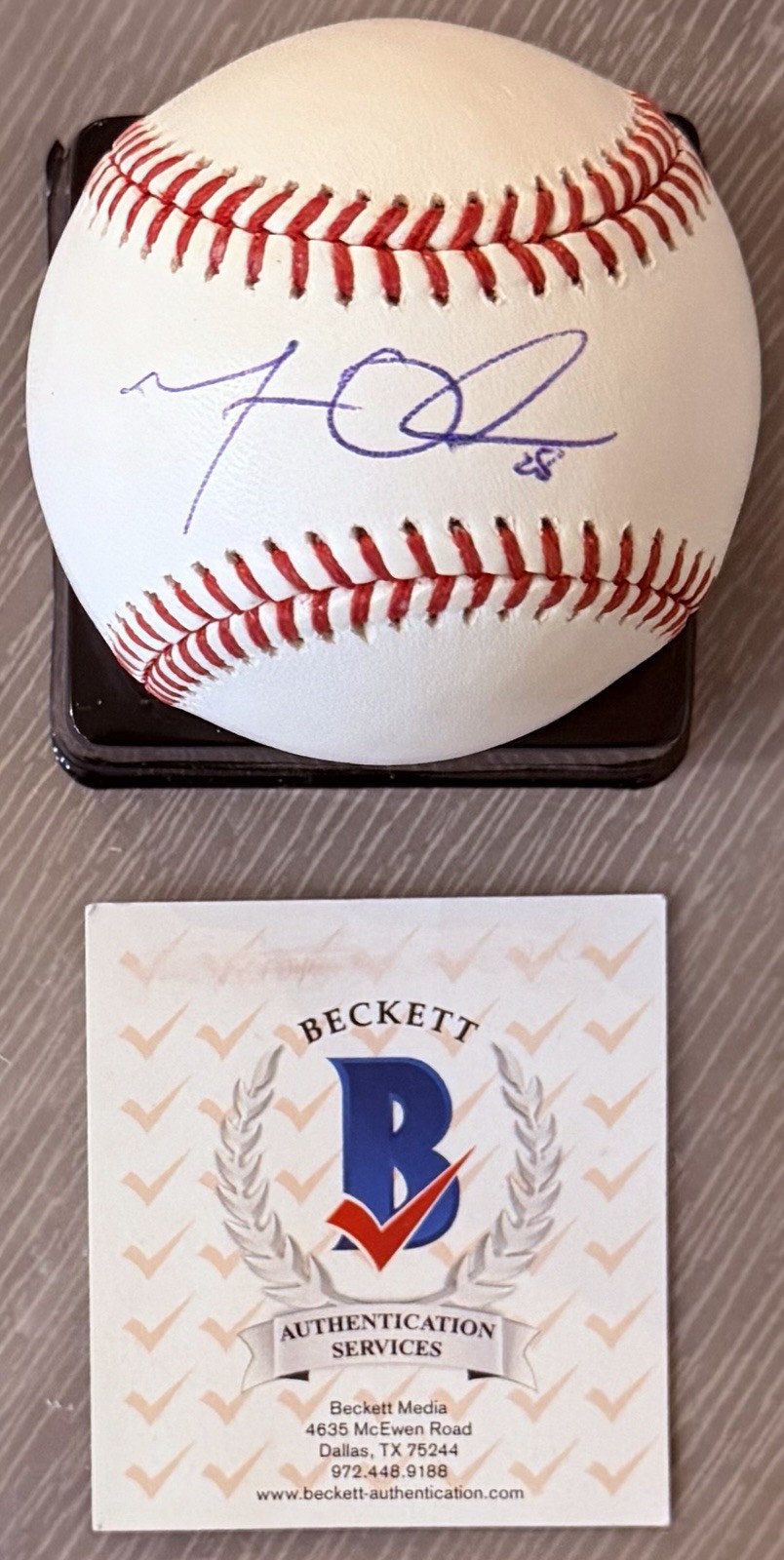 MATT OLSON W/#28 LICENSED BECKETT AUTHENTICATED SIGNED MINT MANFRED MLB BASEBALL