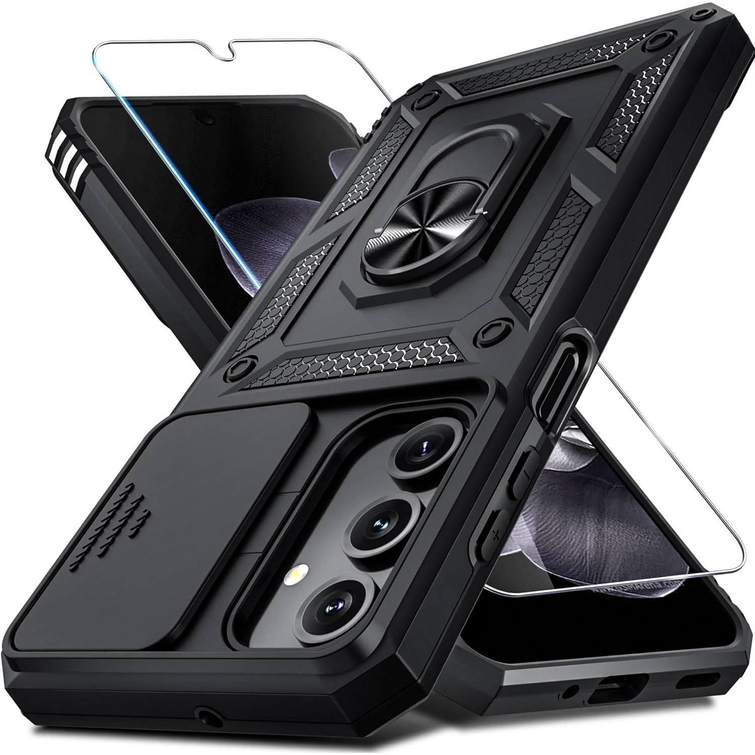 For Samsung Galaxy A16 5G Case Heavy-Duty Tough Dual Layer Cover +Tempered Glass