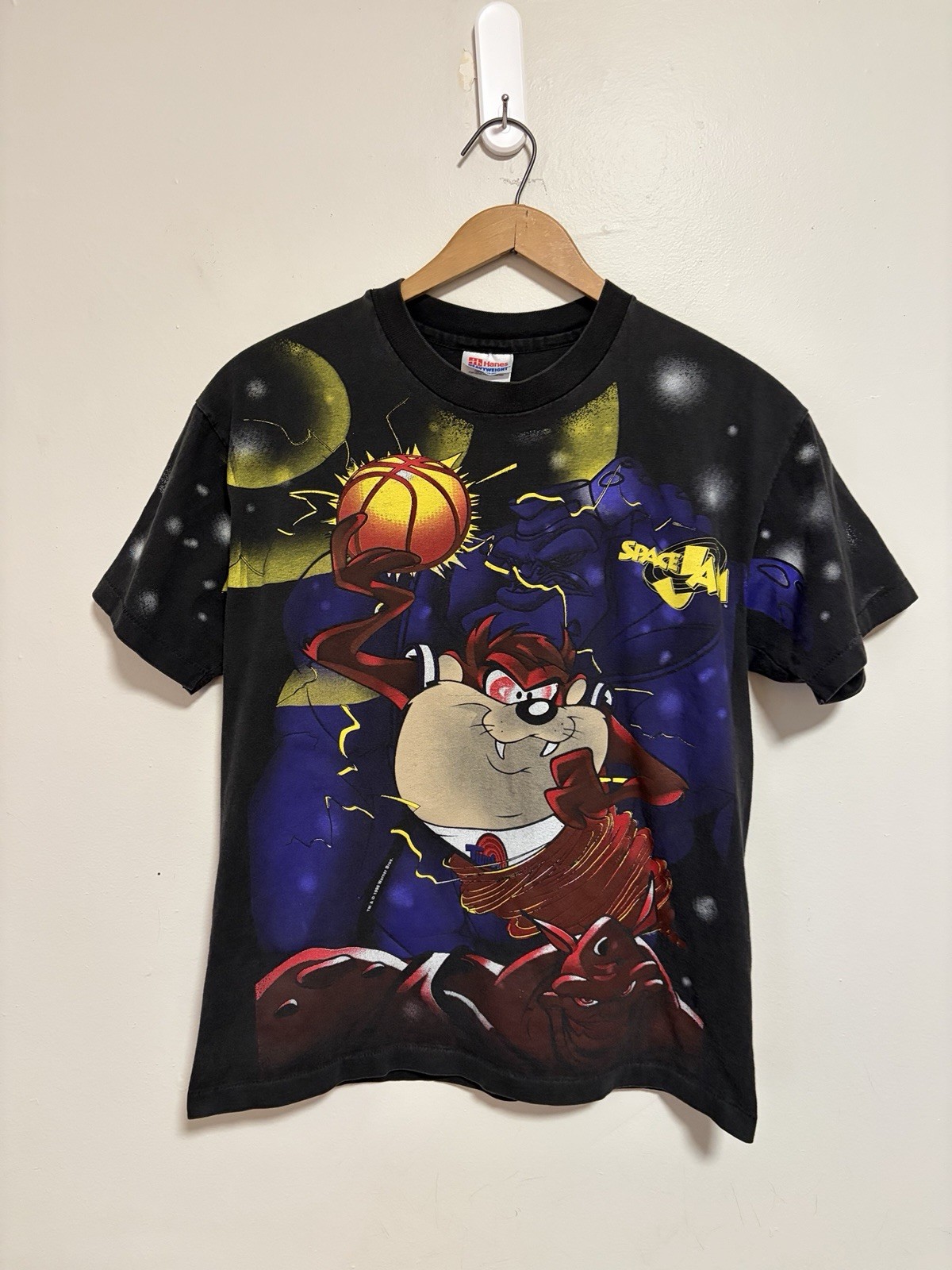 Vintage Rare Space Jam 1996 All Over Print Movie Promo T Shirt Loony Tunes Med