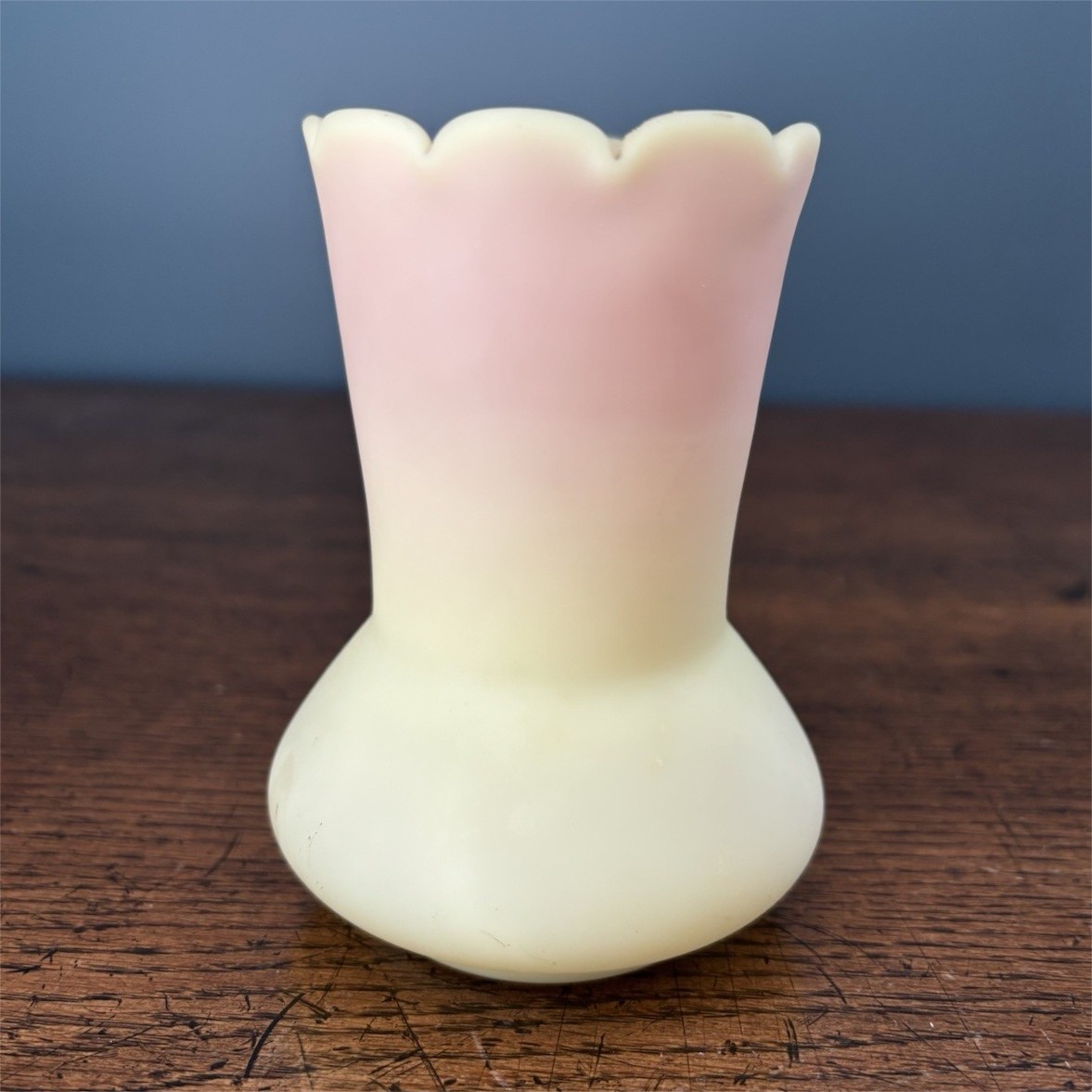 Antique Victorian Burmese Uranium Glass Vase 4.5\
