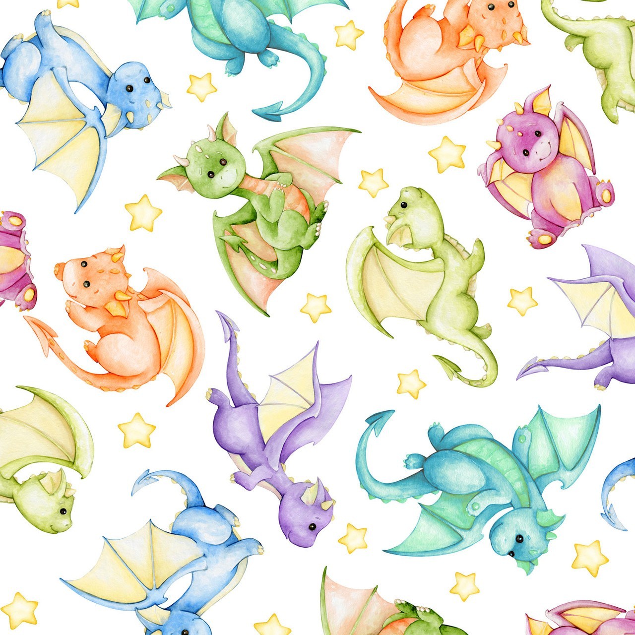 BOLT Baby Dragons Nursery Children\'s Cotton Fabric Multicolor Quilting 10 Yards BOLT Baby Dragons Nursery Children\'s Cotton Fabric Multicolor Quilting 10 Yards