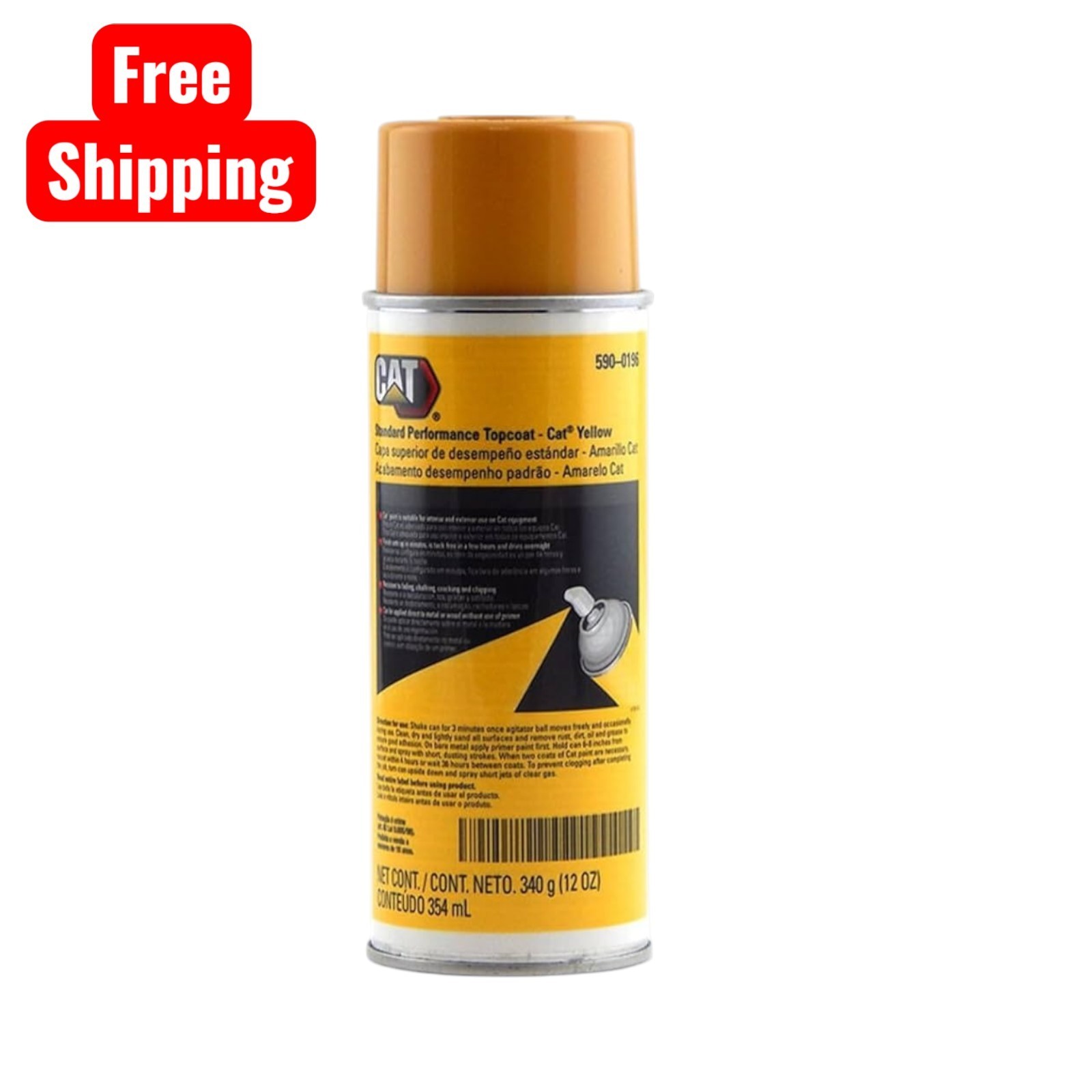 590-0196 OEM Cat Yellow Spray Paint 12oz Standard Performance Topcoat