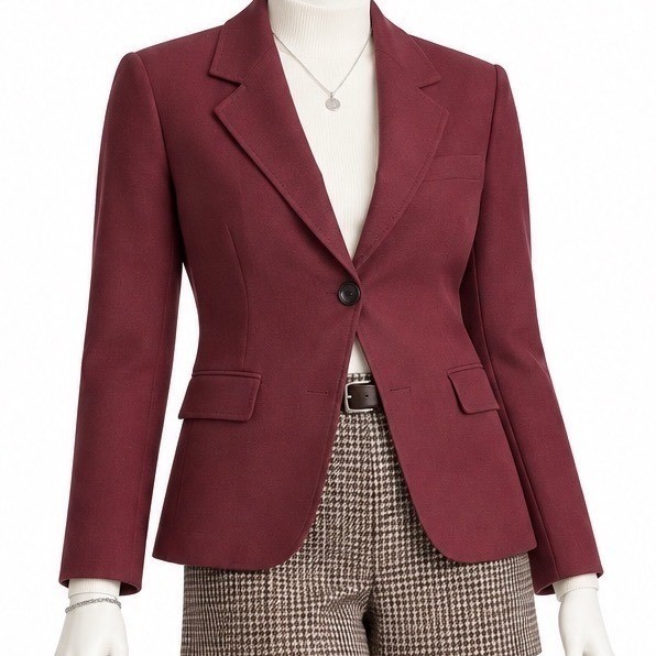 ZARA *NWT* Burgundy Wine Fitted Tailored 1-Button Work Career Blazer | Women\'s M