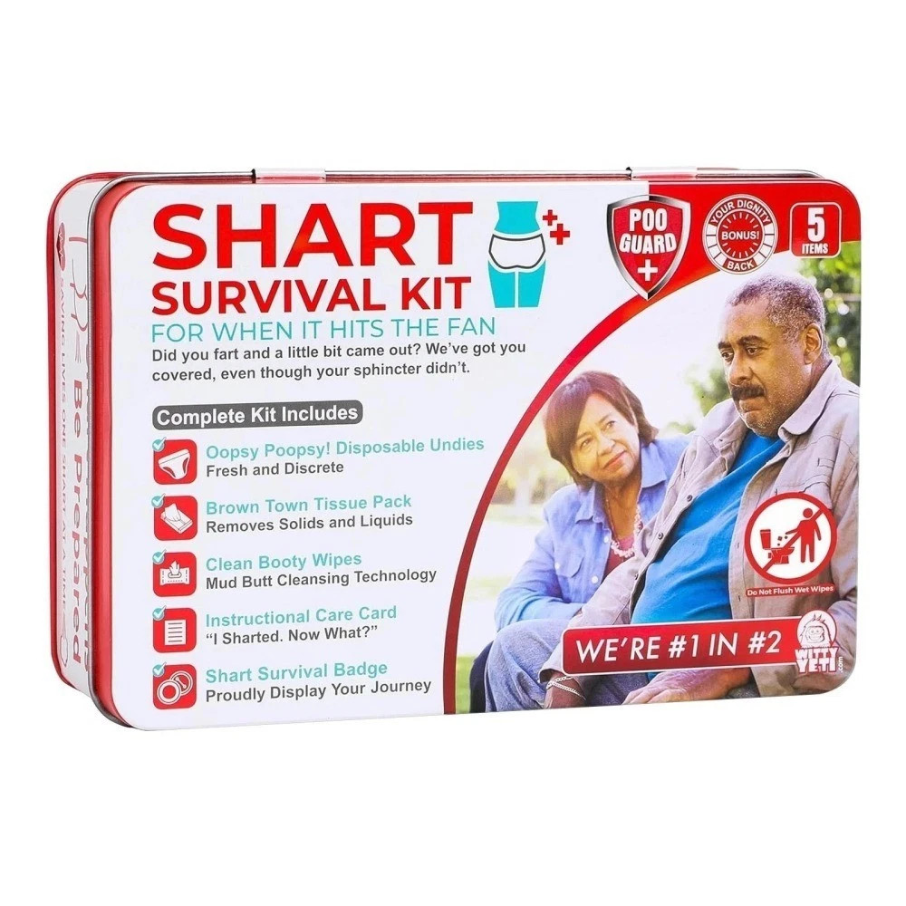 Funny Shart Survival Kit by Witty Yeti - Poop Prank Gag Gift w/Wipes Underwear Funny Shart Survival Kit by Witty Yeti - Poop Prank Gag Gift w/Wipes Underwear