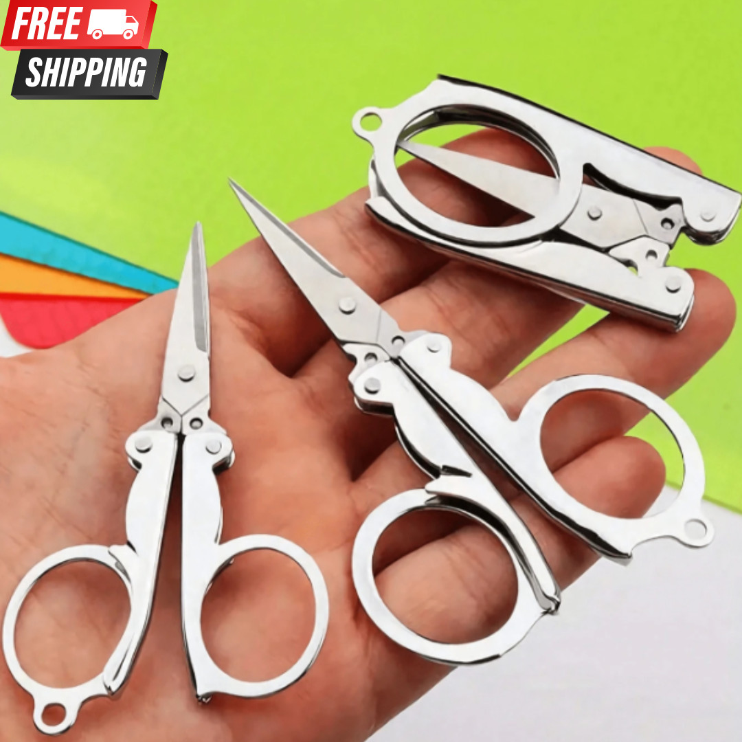 Mini Folding Scissors Stainless Steel Portable Travel Office Pocket Cutter (1pc)
