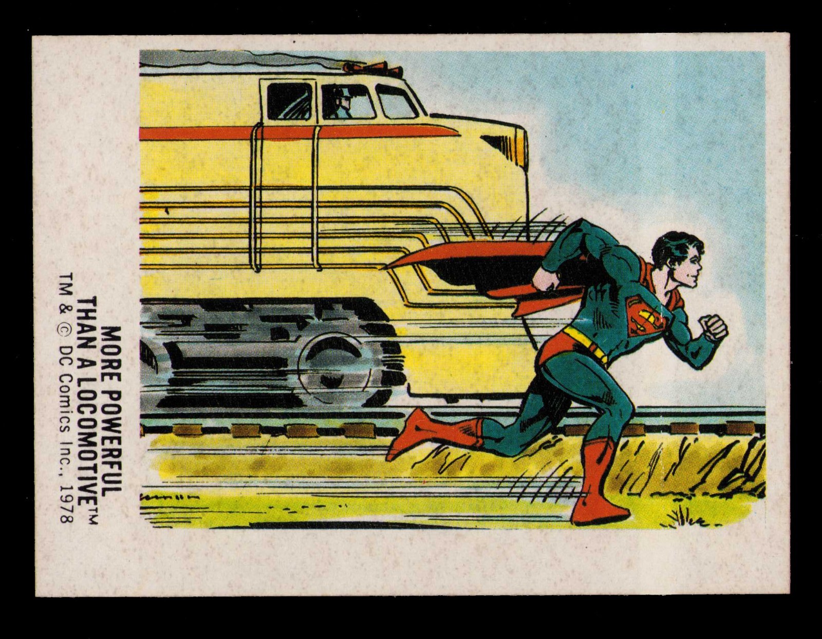 1978 ORIGINAL DC Comics Superheroes Bread Sticker SUPERMAN LOCOMOTIVE Card 19/30 1978 ORIGINAL DC Comics Superheroes Bread Sticker SUPERMAN LOCOMOTIVE Card 19/30