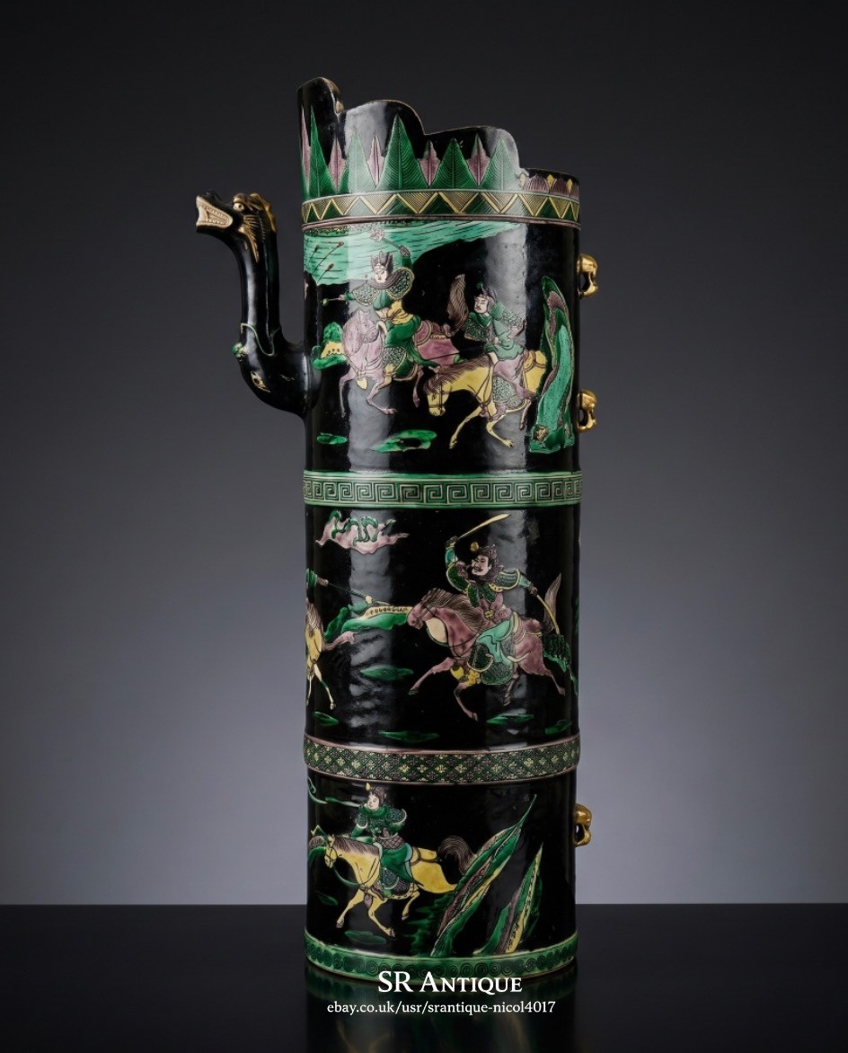 Outstanding Antique Chinese Famille Noire Tibetan-Ewer with lid, DUOMUHU, 19th C Outstanding Antique Chinese Famille Noire Tibetan-Ewer with lid, DUOMUHU, 19th C