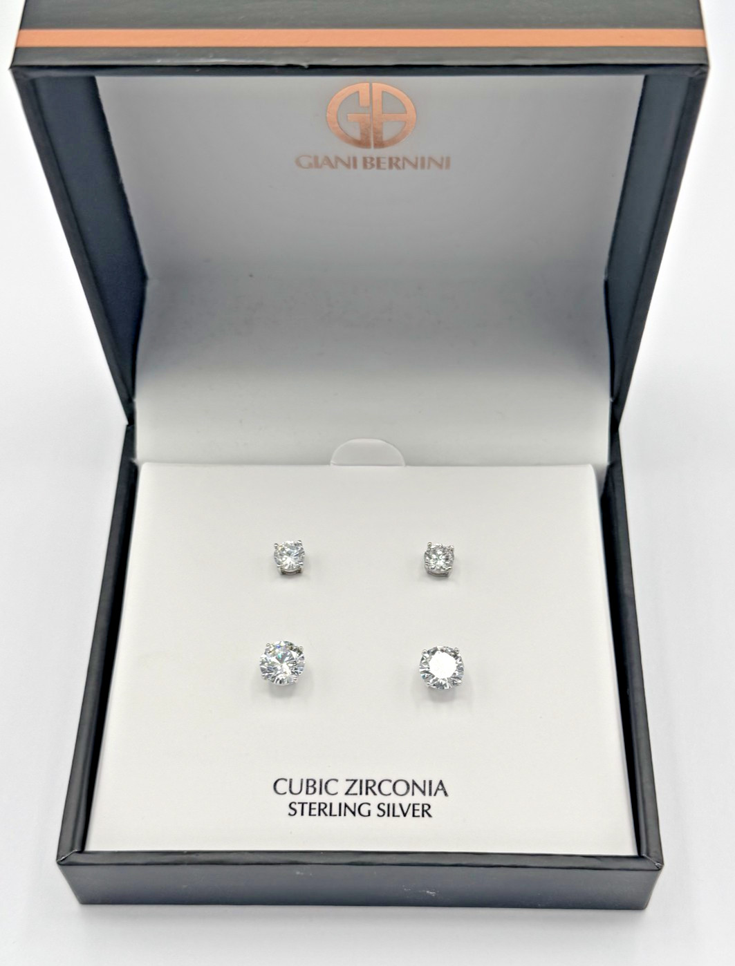 Sterling Silver 925 CZ Stud Earrings 2-Pc Set 5mm & 7mm Giani Bernini NOS Sterling Silver 925 CZ Stud Earrings 2-Pc Set 5mm & 7mm Giani Bernini NOS
