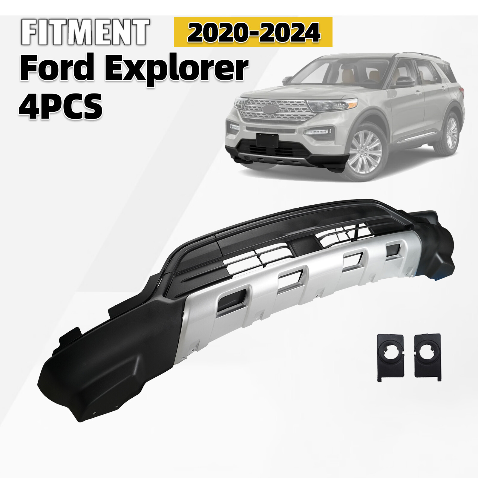 Lower Bumper Cover With Bracket & Tow Hook Cover For 2020-2024 Ford Explorer Lower Bumper Cover With Bracket & Tow Hook Cover For 2020-2024 Ford Explorer