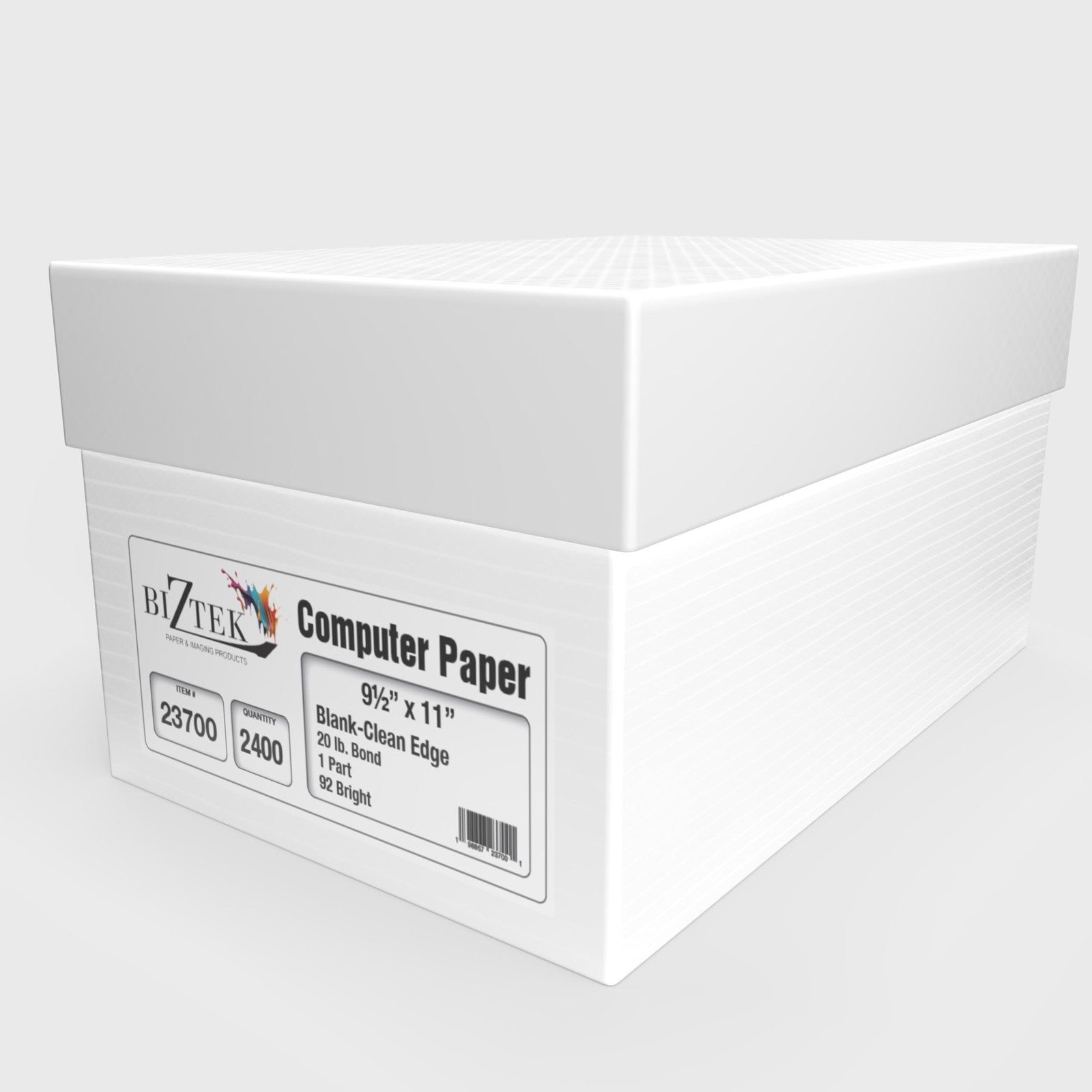 Biztek Continuous Computer Paper 9 1/2 x 11 Blank White Clean Edge 1 Part 20 ...