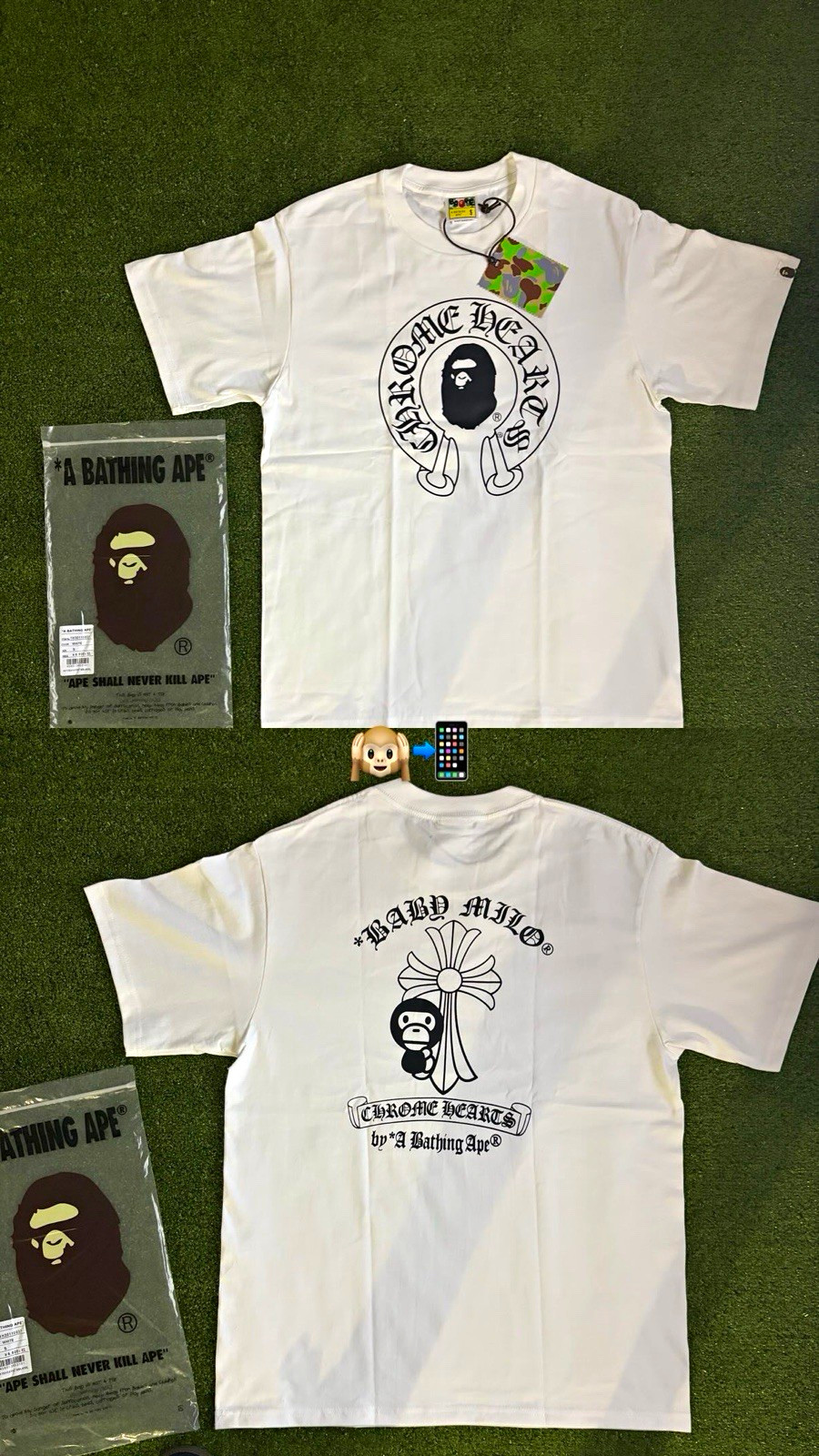 A Bathing Ape BAPE 2-Pack Graphic Logo Print Cotton T-Shirts White/Black L A Bathing Ape BAPE 2-Pack Graphic Logo Print Cotton T-Shirts White/Black L