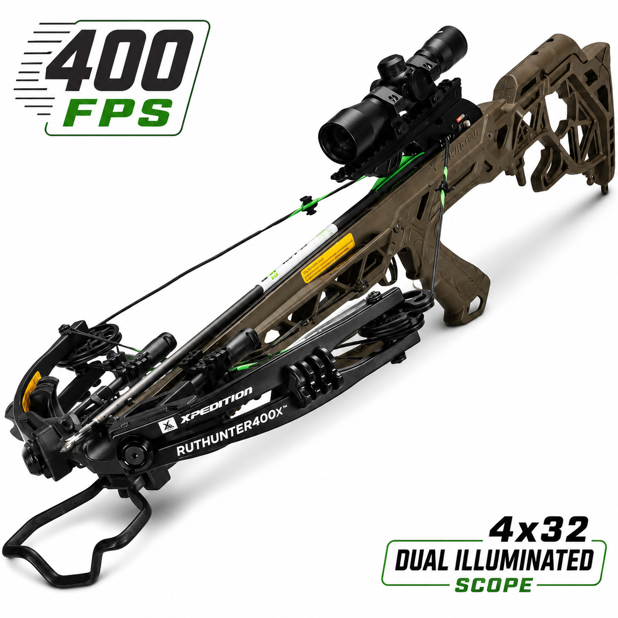 Xpedition Archery Rut Hunter 400X Crossbow 400 FPS 4x32 Illuminated Scope NEW