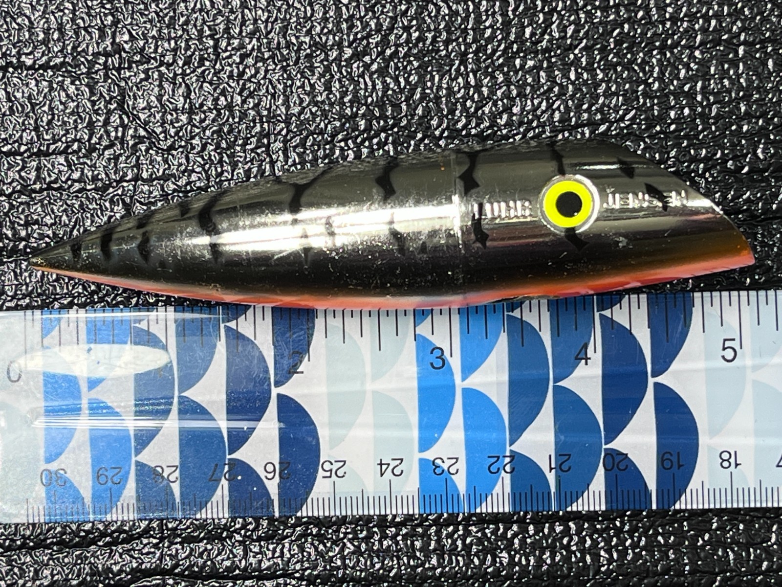 Vintage Luhr Jensen J-Plug #4 Rattle Chrome Black Orange Salmon Trout Lure