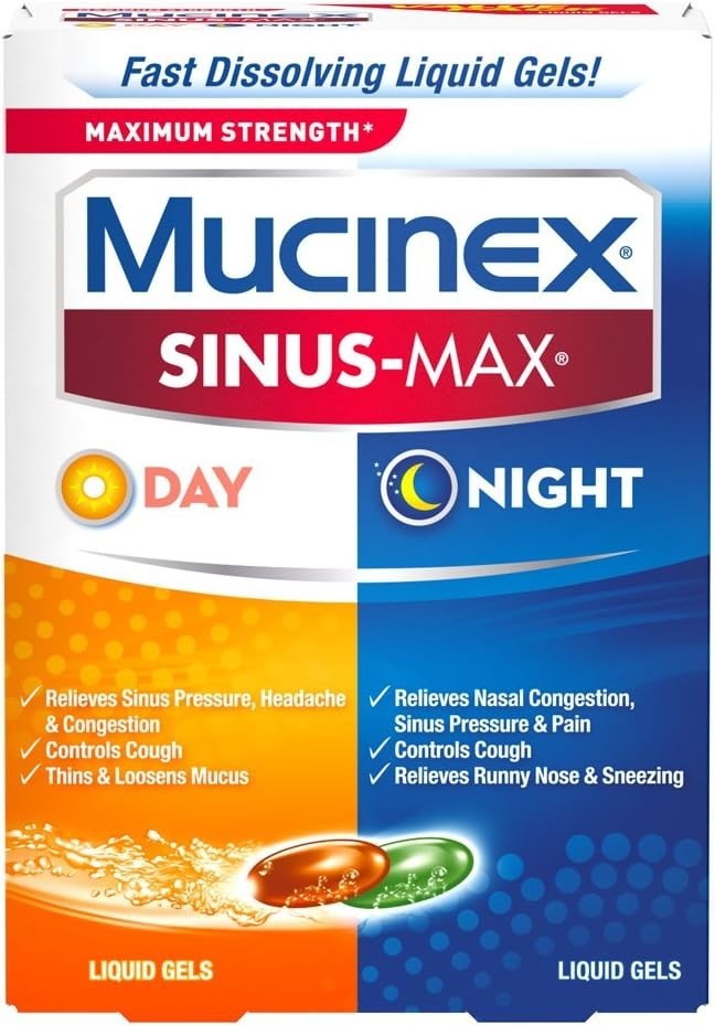 Mucinex Sinus Max Strength Day & Night Liquid Gels, 24ct, Exp OCT/2026