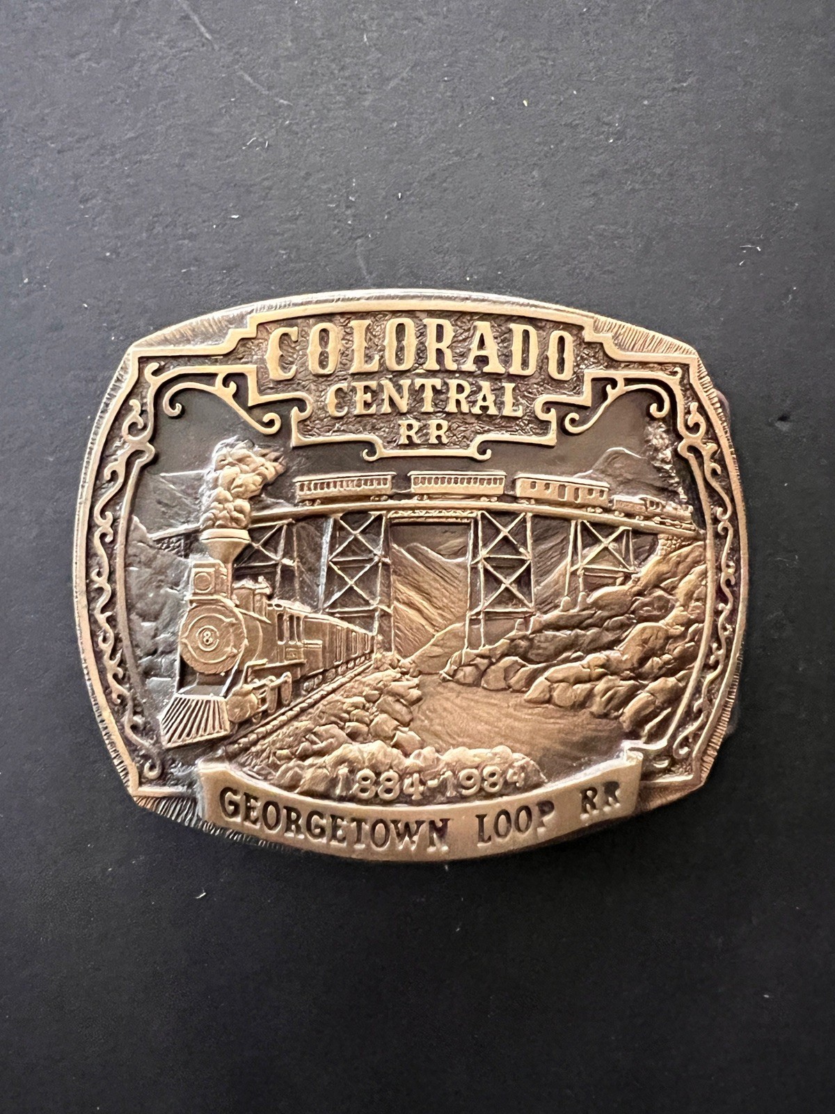 RARE 1984 Colorado Central Railroad Centennial Georgetown Loop 662 Bronze Buckle