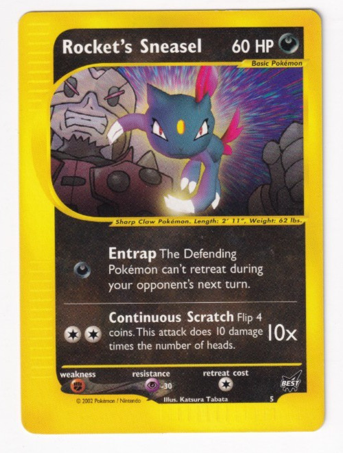 Pokémon TCG Rocket\'s Sneasel Best of Game 5/9 Regular Promo LP Pokémon TCG Rocket\'s Sneasel Best of Game 5/9 Regular Promo LP