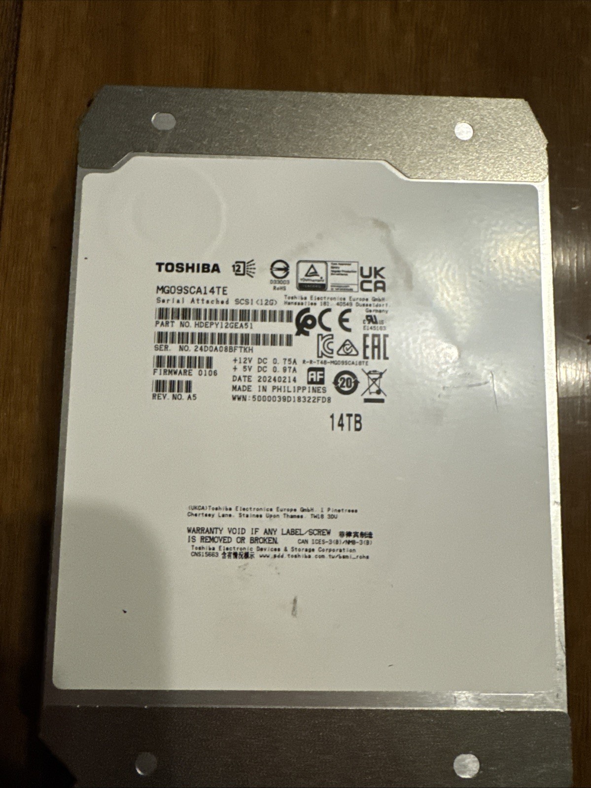 Toshiba MG09SCA14TE Toshiba MG09SCA14TE