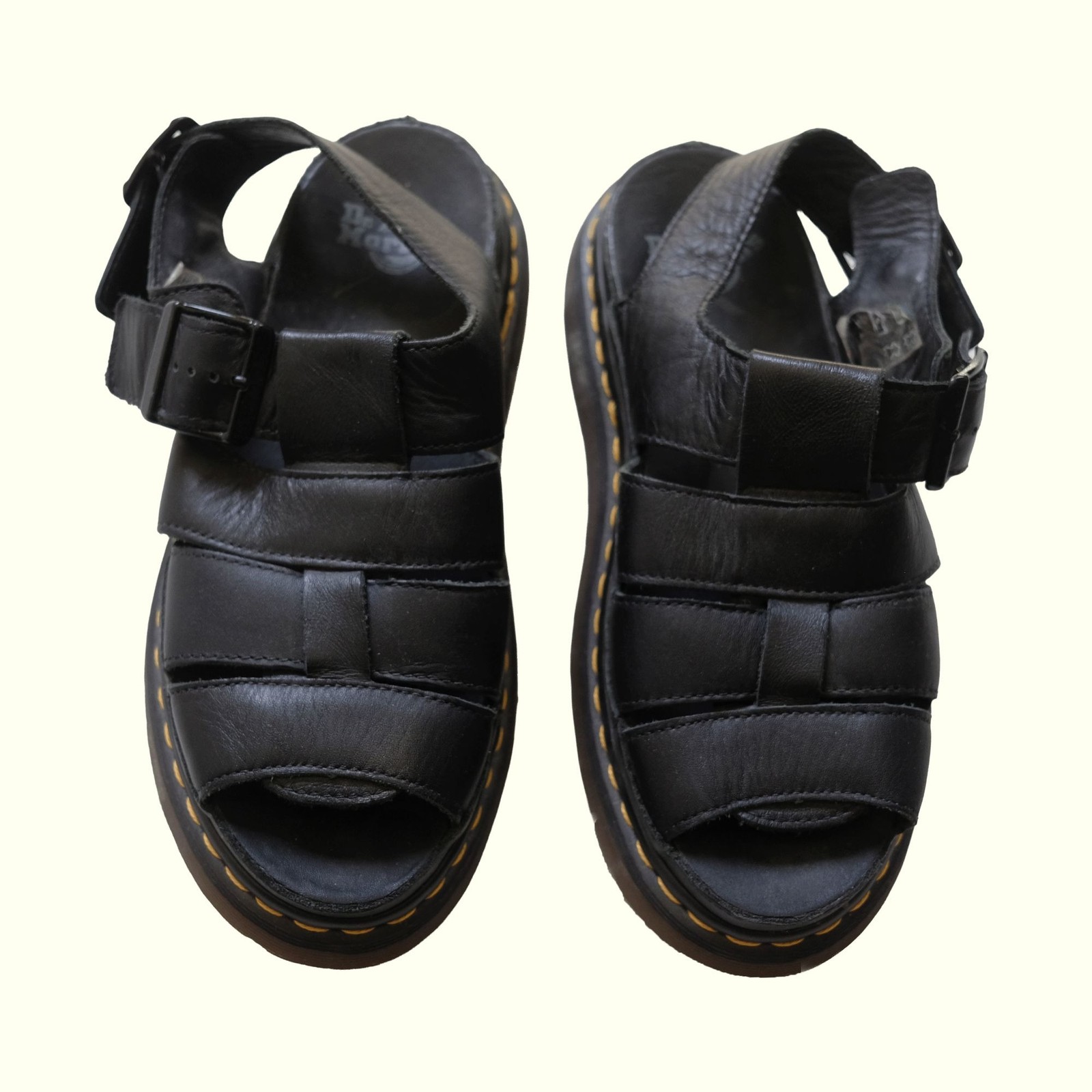 DR MARTIN\'S VTG Y2K 00s RETRO FISHERMAN PLATFORM SANDALS BLACK LEATHER 2004 SZ 8 DR MARTIN\'S VTG Y2K 00s RETRO FISHERMAN PLATFORM SANDALS BLACK LEATHER 2004 SZ 8