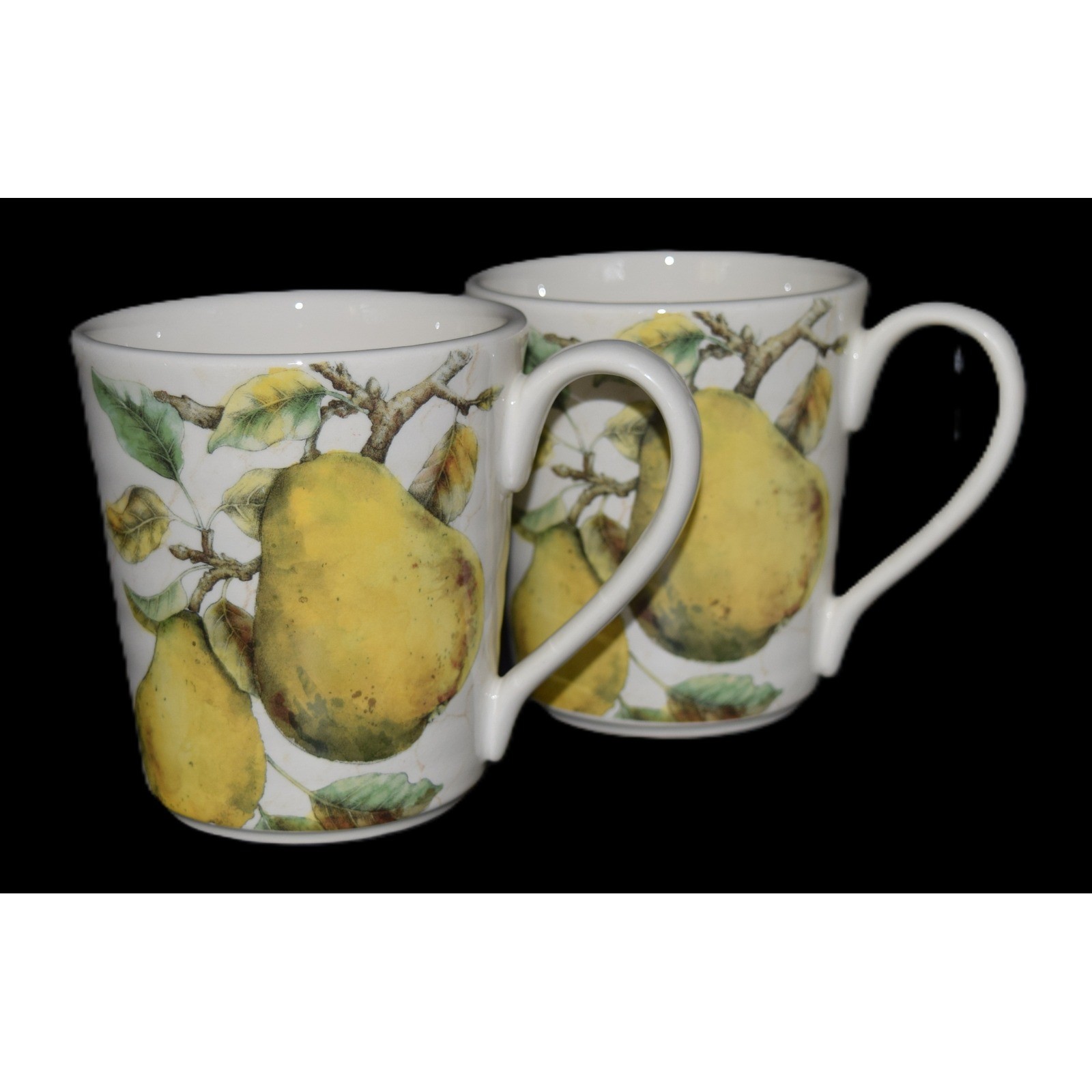 Discontinued Pier 1 Imports Verona Mug Set Multicolor Pears Figs Ironstone