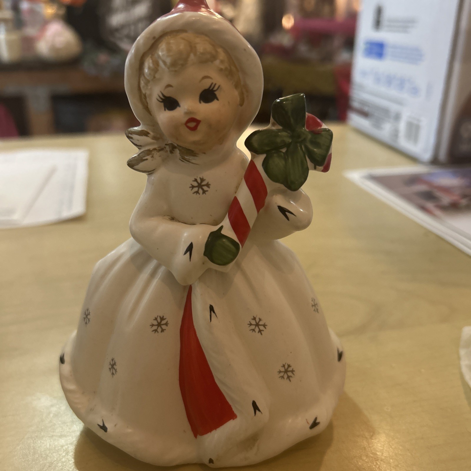 VINTAGE NAPCO CHRISTMAS PLANTER CANDY CANE GIRL CERAMIC 6” 1950\'S X-8389 VINTAGE NAPCO CHRISTMAS PLANTER CANDY CANE GIRL CERAMIC 6” 1950\'S X-8389