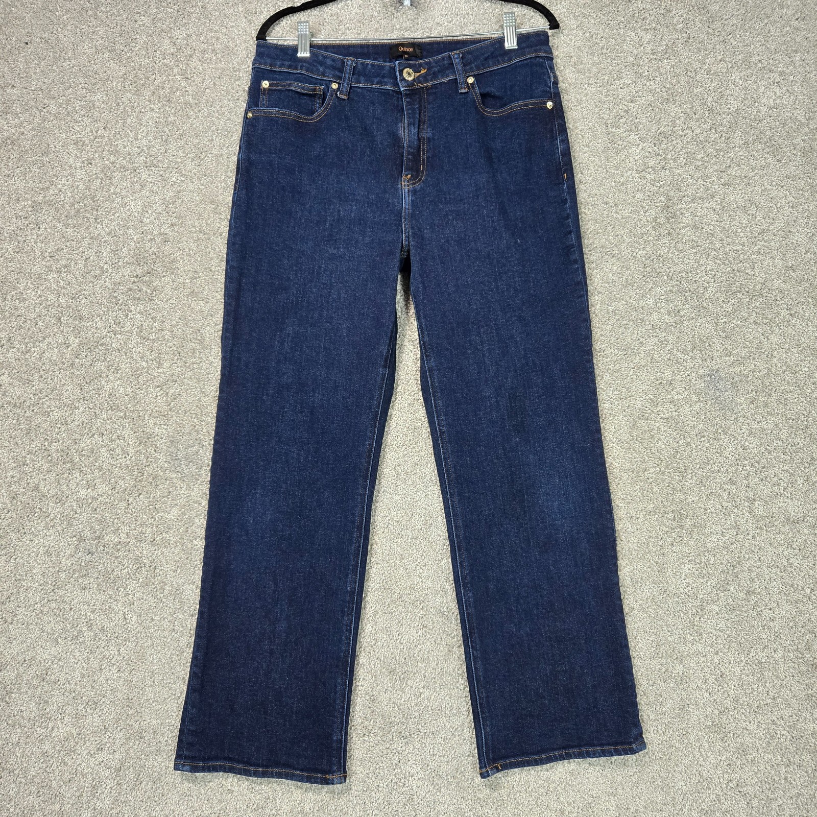 Quince Bella Stretch Relaxed Straight Jeans Dark Wash blue 32x28 womens Quince Bella Stretch Relaxed Straight Jeans Dark Wash blue 32x28 womens