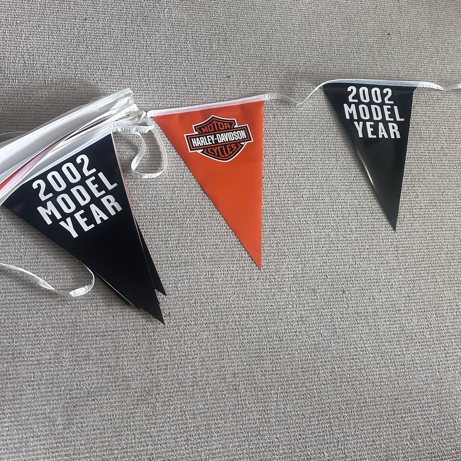 VTG Harley Davidson Vinyl Pennants String Flag Banner 2002 Y2K Garage Man Cave VTG Harley Davidson Vinyl Pennants String Flag Banner 2002 Y2K Garage Man Cave