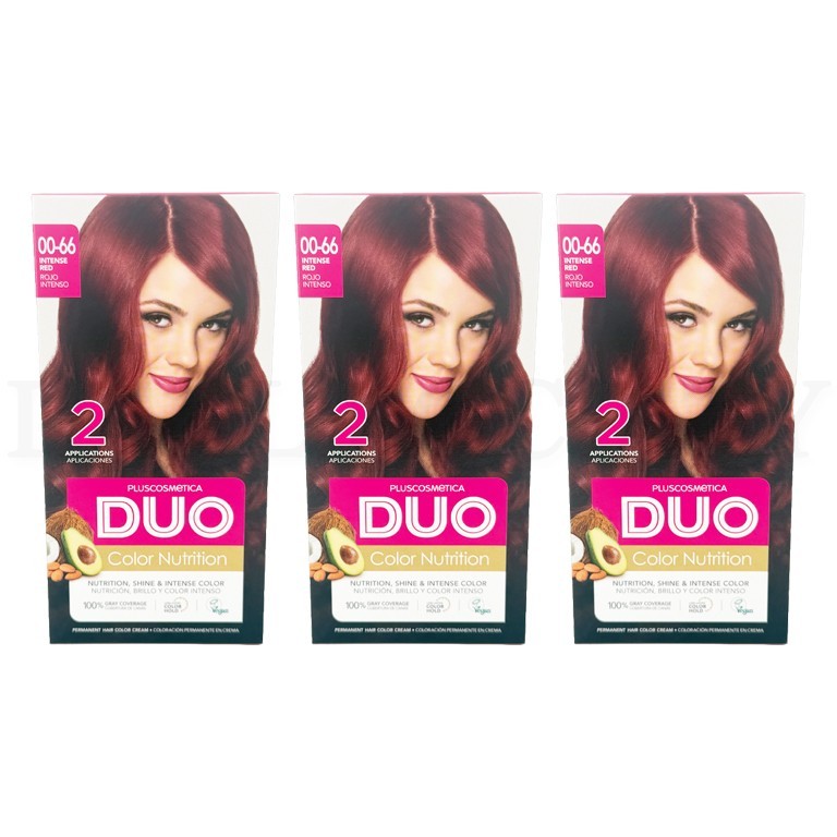 Duo Color Nutrition Double Kit Permanent Hair Dye 00-66 Intense Red Lot of 3