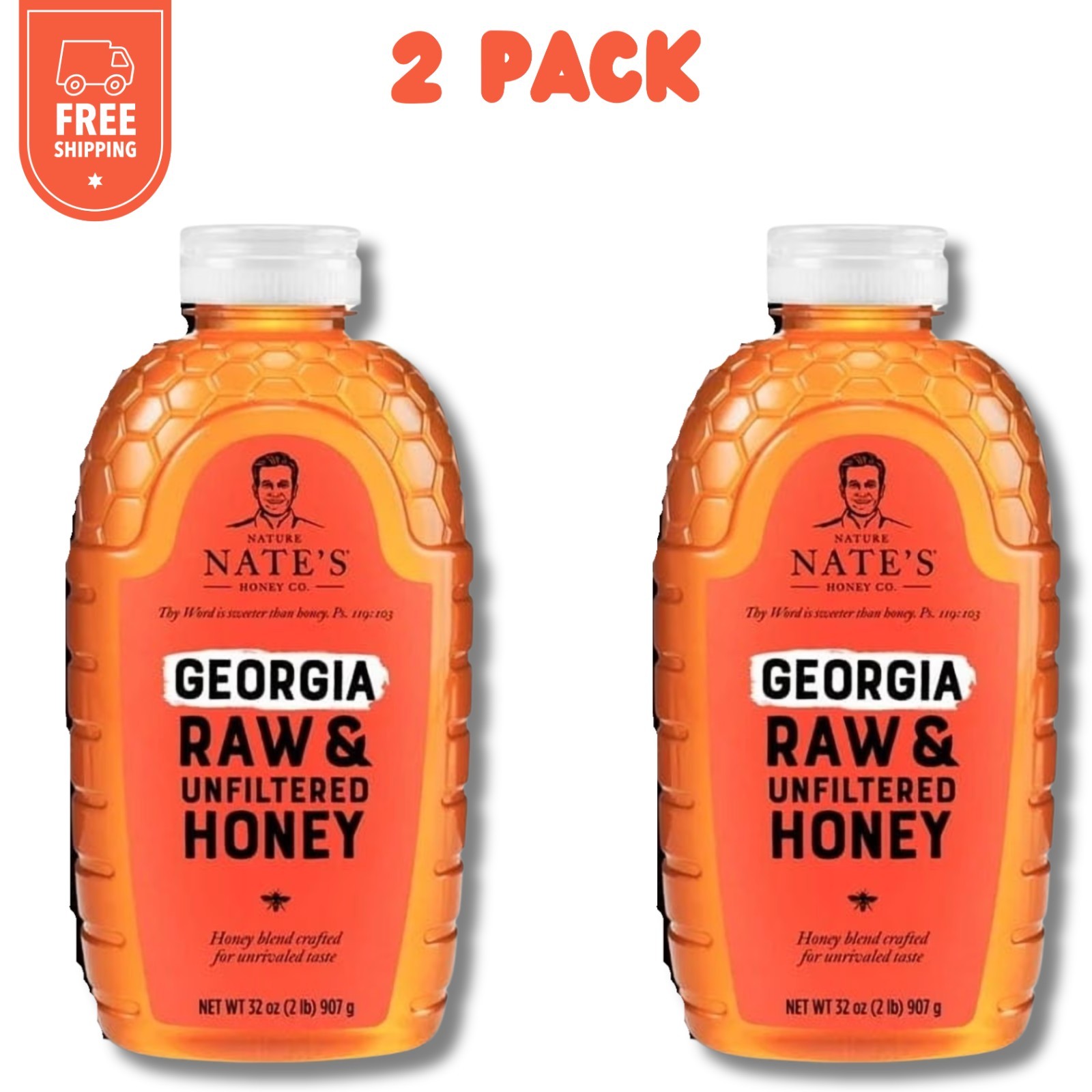 Pack of 2- Nature Nate\'s Georgia Honey: 100% Pure, Raw and Unfiltered Honey Pack of 2- Nature Nate\'s Georgia Honey: 100% Pure, Raw and Unfiltered Honey