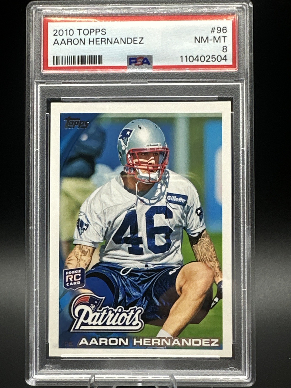 2010 TOPPS ~ AARON HERNANDEZ #96 ~ PSA 8 NM-MT ~ NEW ENGLAND PATRIOTS 2010 TOPPS ~ AARON HERNANDEZ #96 ~ PSA 8 NM-MT ~ NEW ENGLAND PATRIOTS