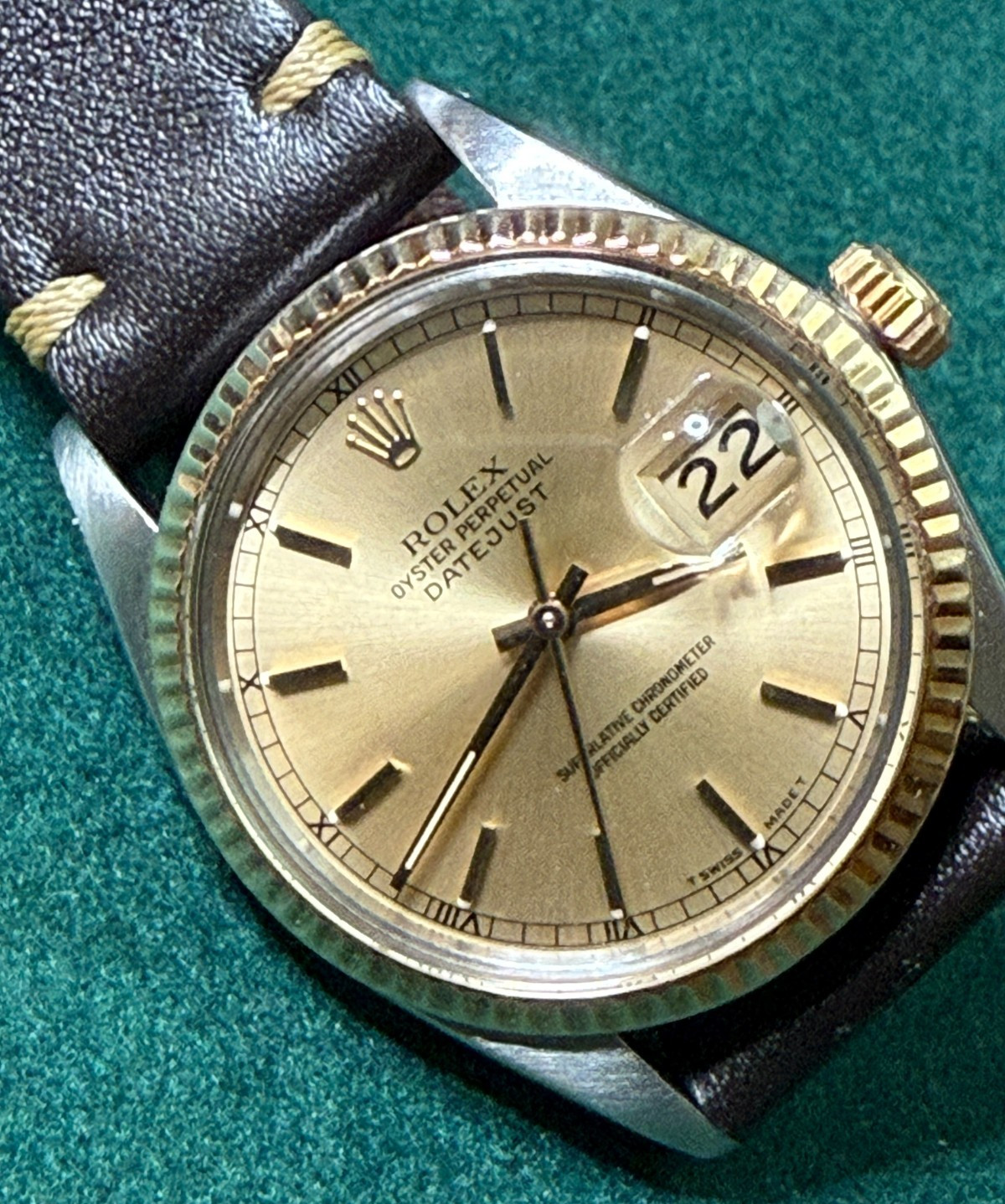 Vintage 1981 Rolex Datejust 16013 36mm Champagne Sunburst Dial Two Tone Quickset