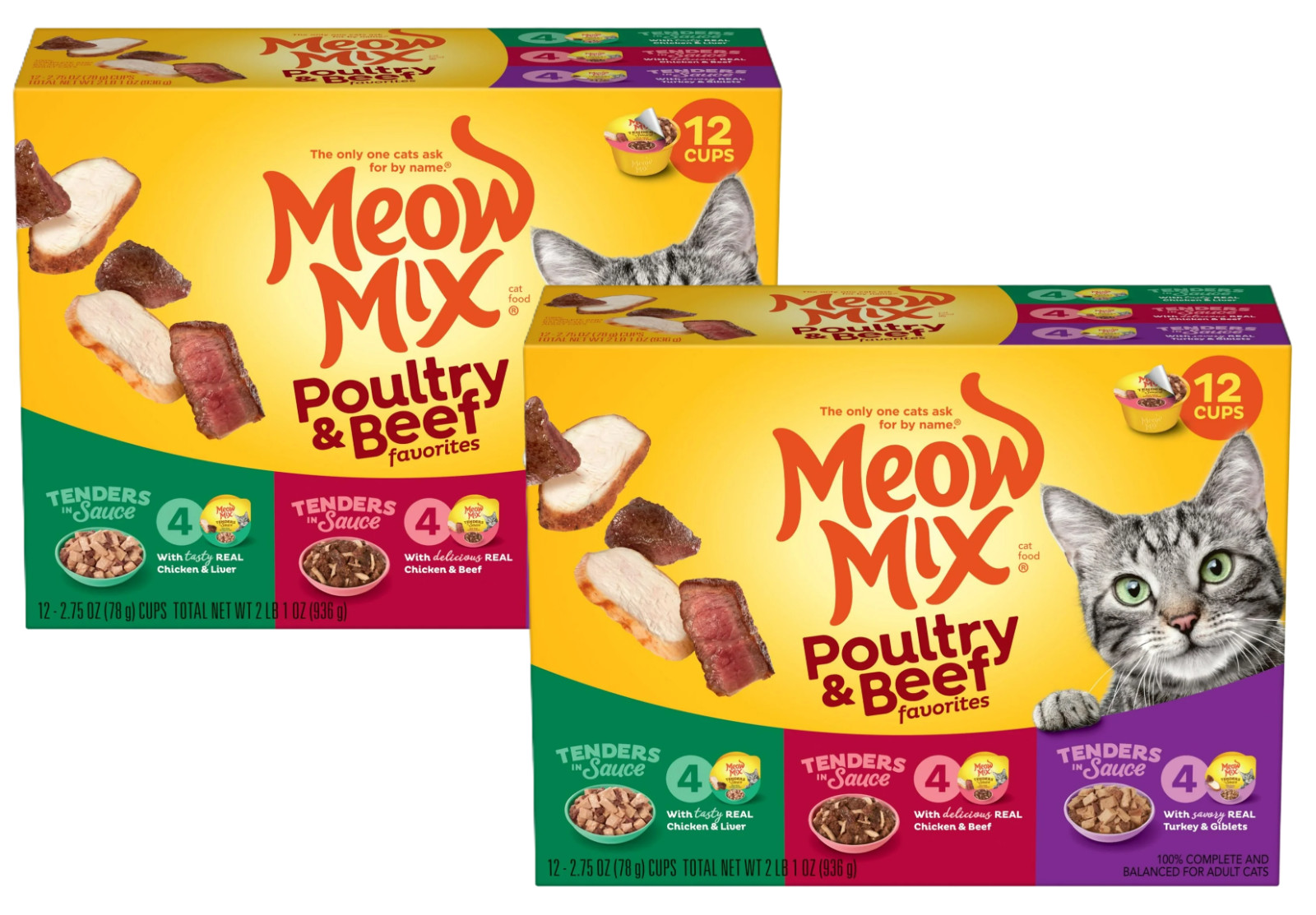 Meow Mix Poultry & Beef Favorites Wet Cat Food Variety Pack 12 Ct 2.75 oz 2Pk Meow Mix Poultry & Beef Favorites Wet Cat Food Variety Pack 12 Ct 2.75 oz 2Pk